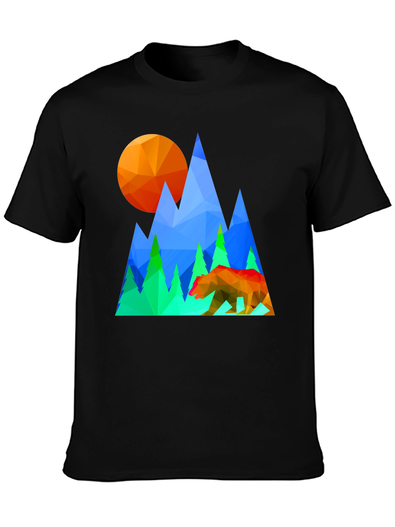 Geometric Bear & Mountain Graphic Tee