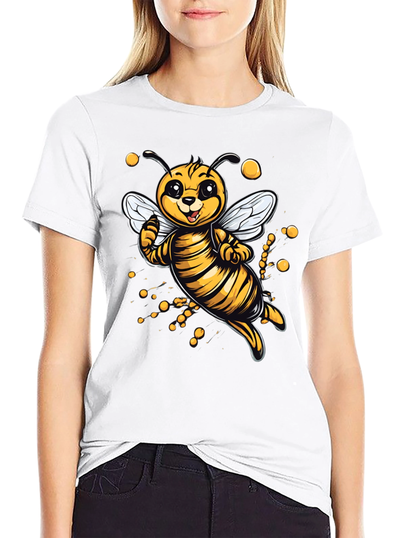 Cute Cartoon Bee Graphic T-Shirt