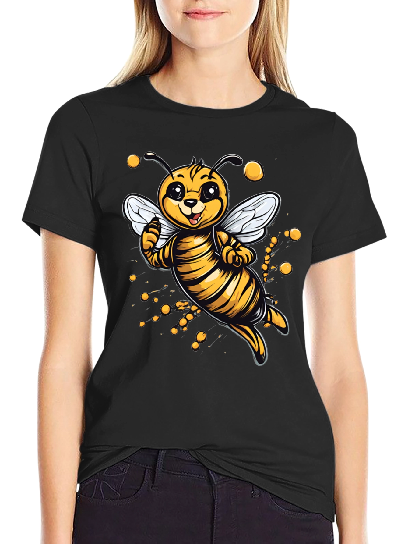 Cute Cartoon Bee Graphic T-Shirt