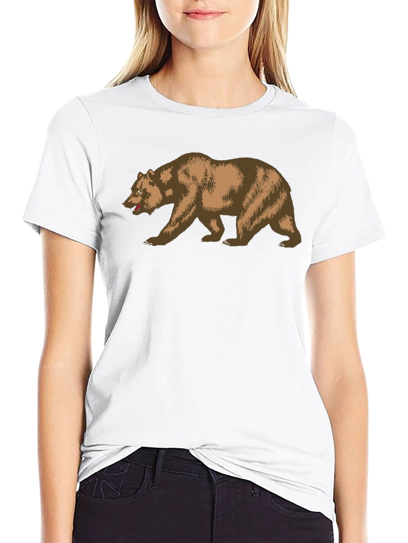 California Bear Graphic Tee - Black Cotton Shirt