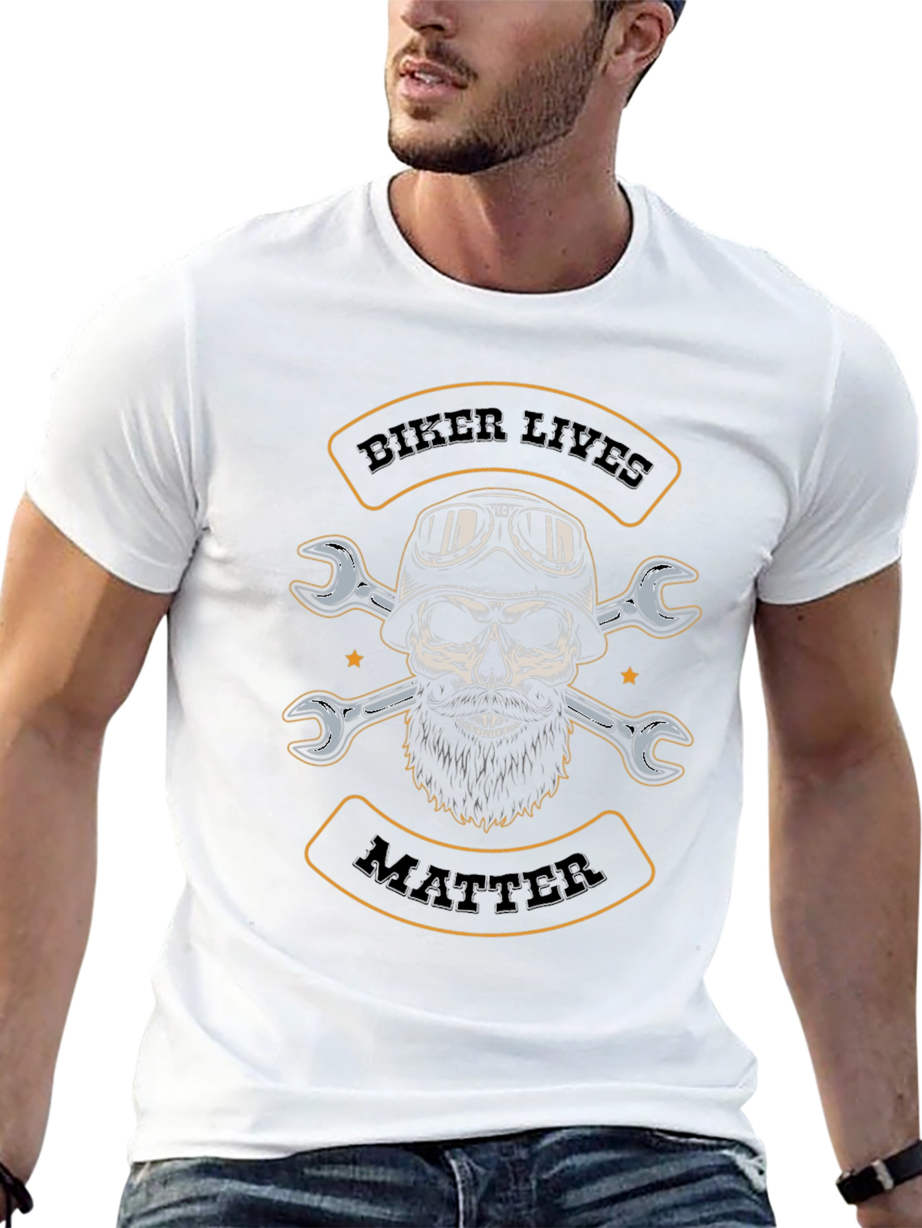Biker Lives Matter Skull T-Shirt - Mechanic Style Tee