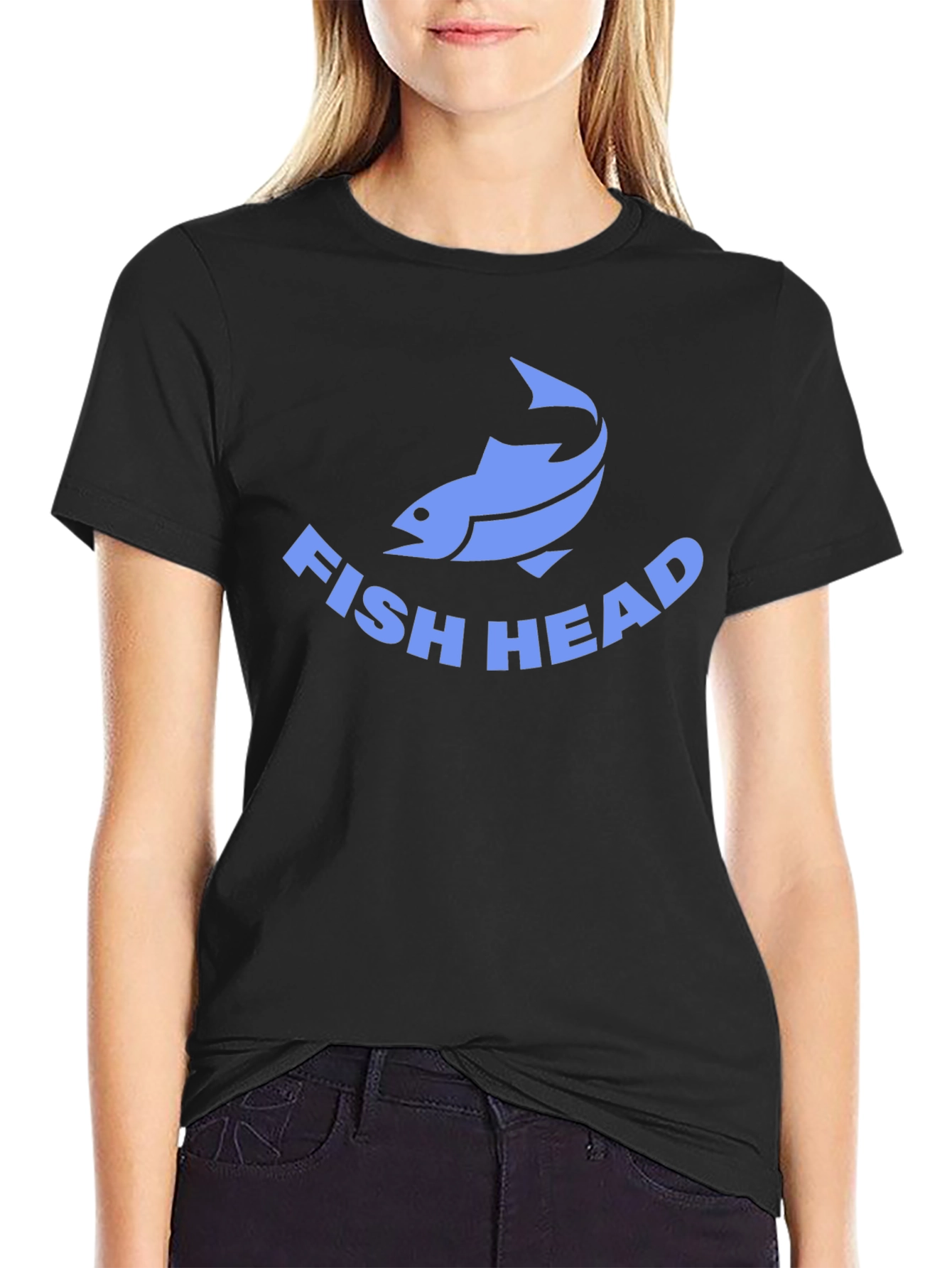 Fish Head Graphic Tee - Black Cotton T-Shirt
