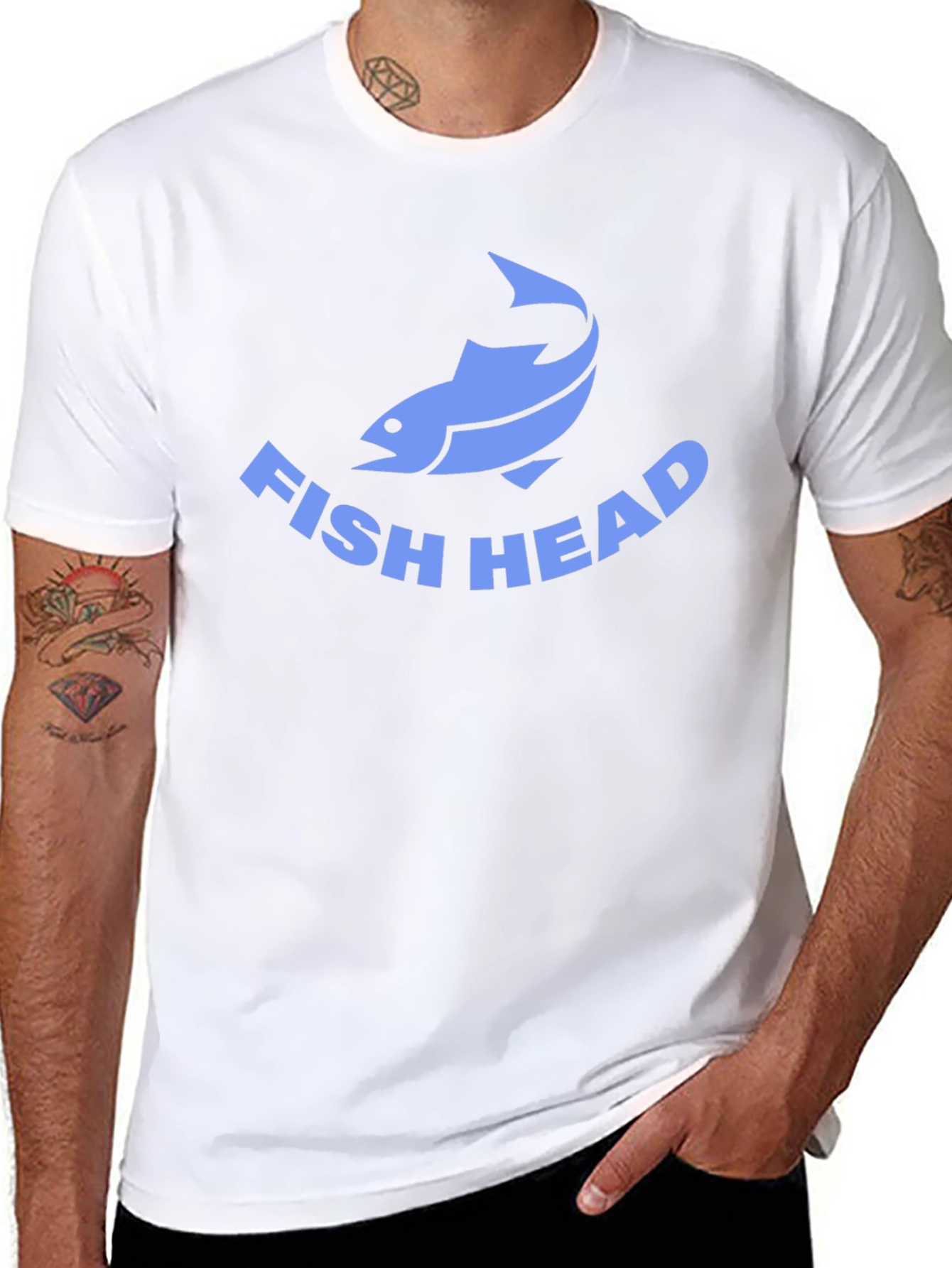 Fish Head Graphic Tee - Black Cotton T-Shirt