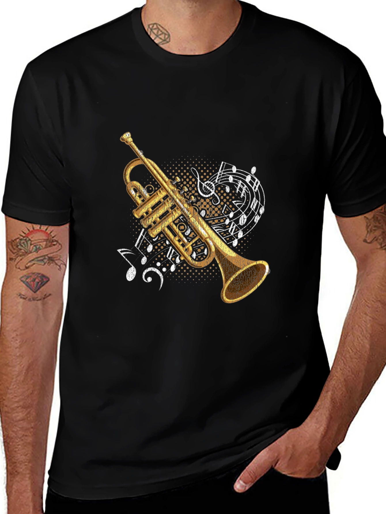 Trumpet & Music Notes Graphic Tee