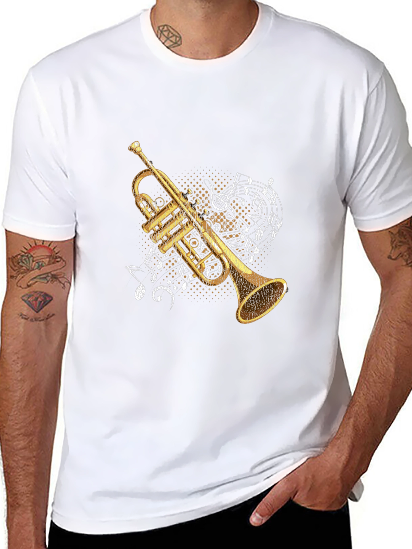 Trumpet & Music Notes Graphic Tee