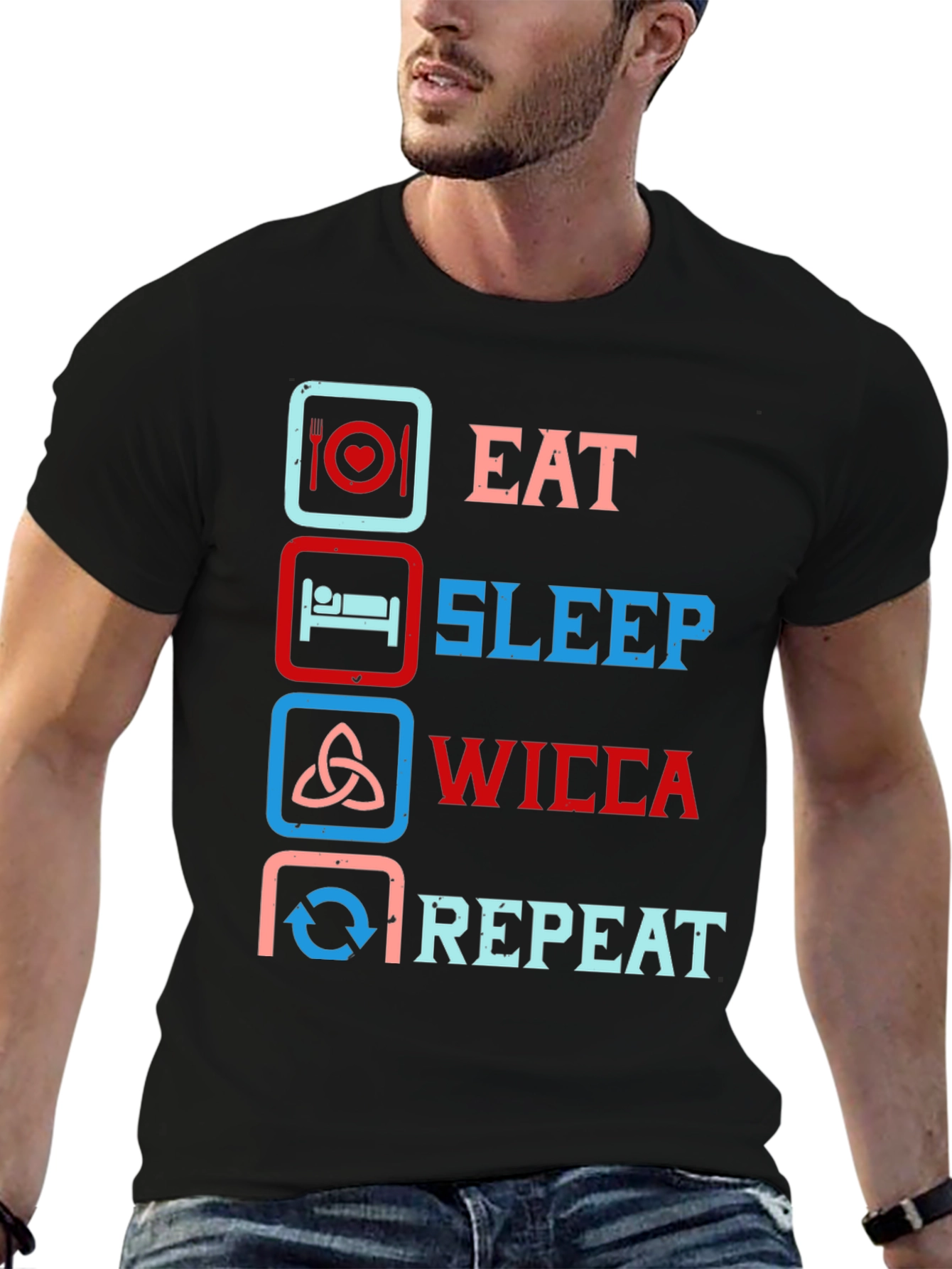 Eat Sleep Wicca Repeat Graphic Tee