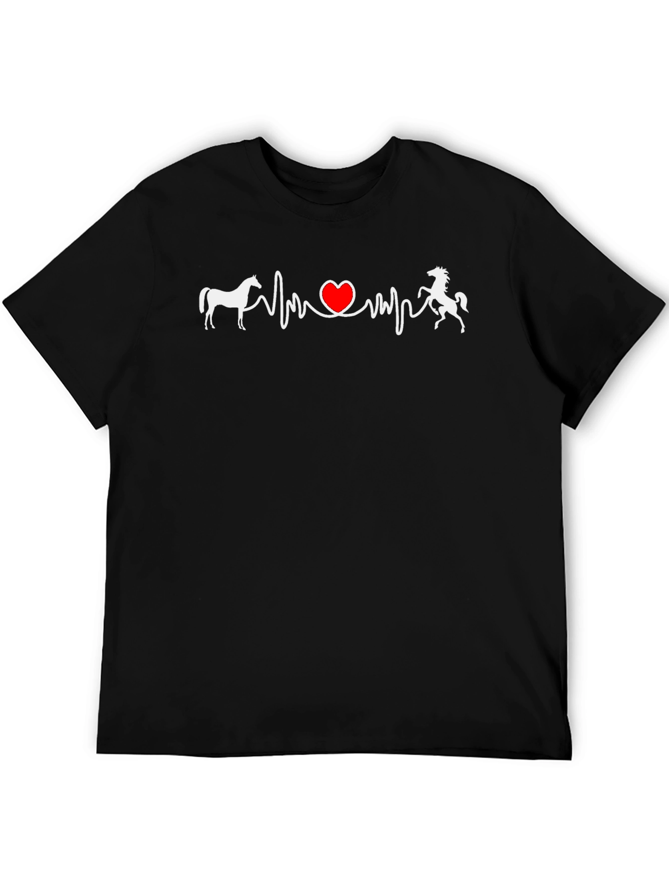 Horse Heartbeat Graphic Tee - Black Cotton Shirt