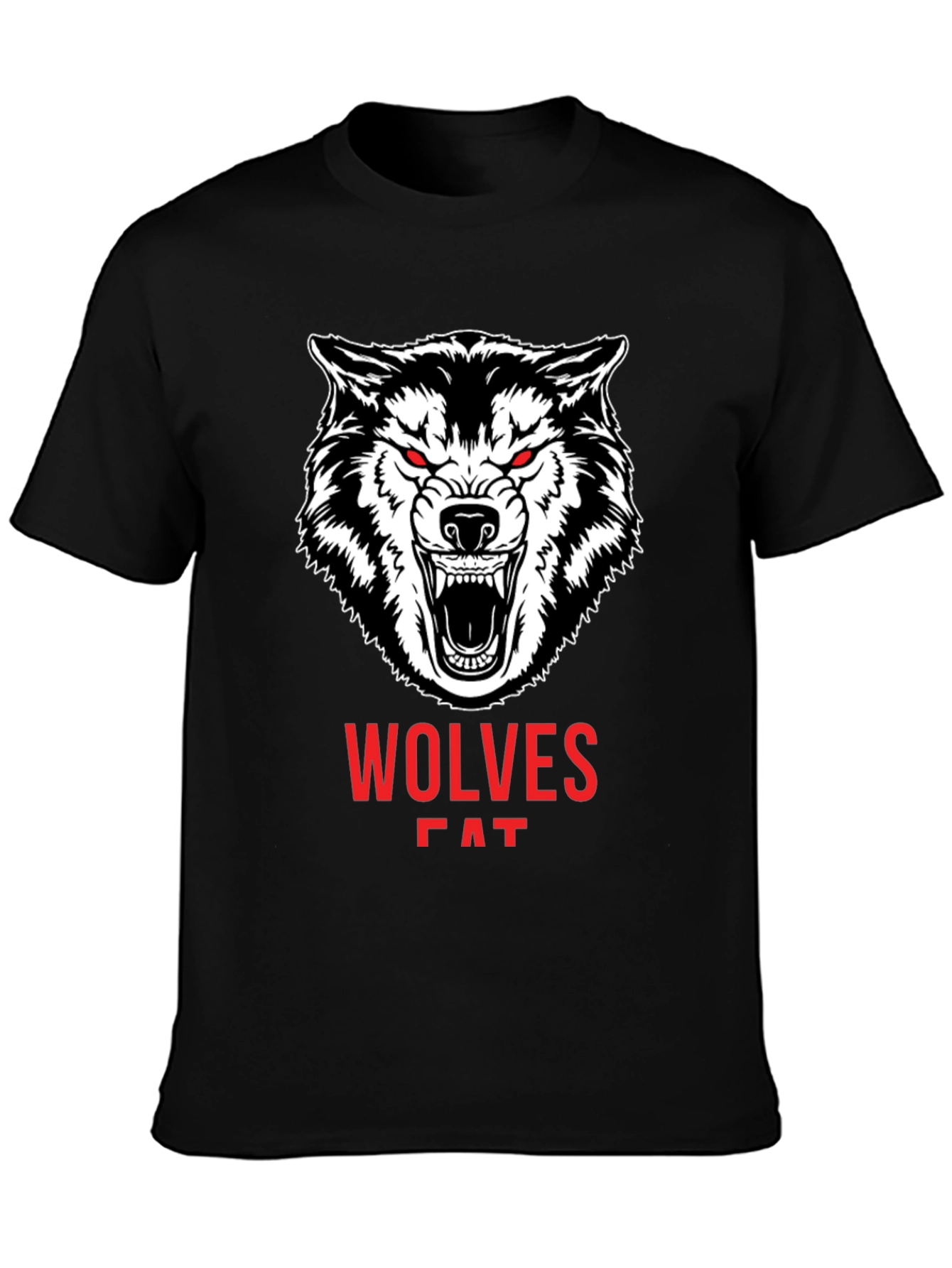 Mens Black Wolves Graphic Print Crew Neck T-Shirt