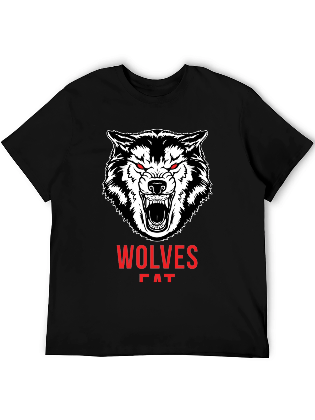 Mens Black Wolves Graphic Print Crew Neck T-Shirt