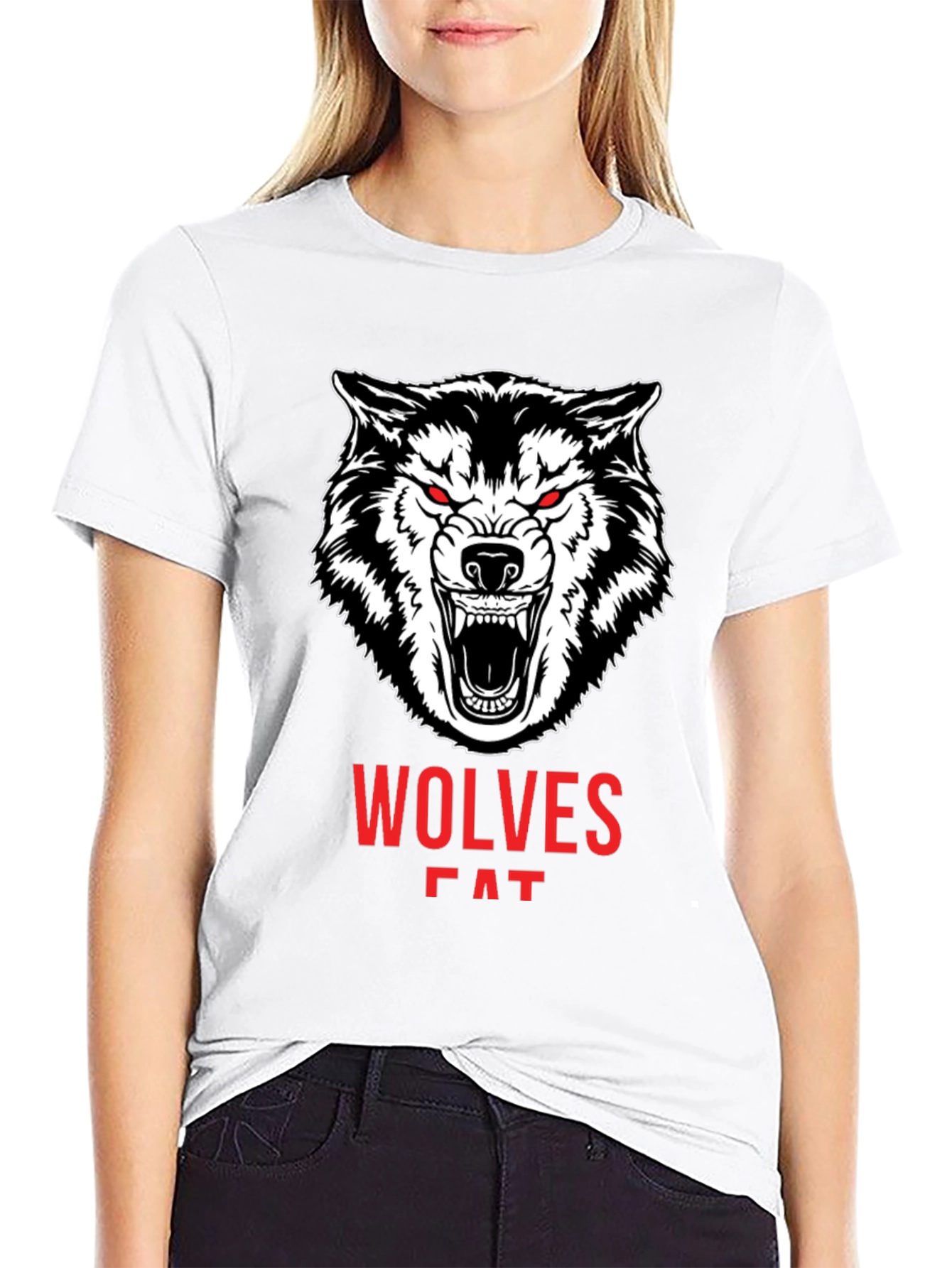 Mens Black Wolves Graphic Print Crew Neck T-Shirt