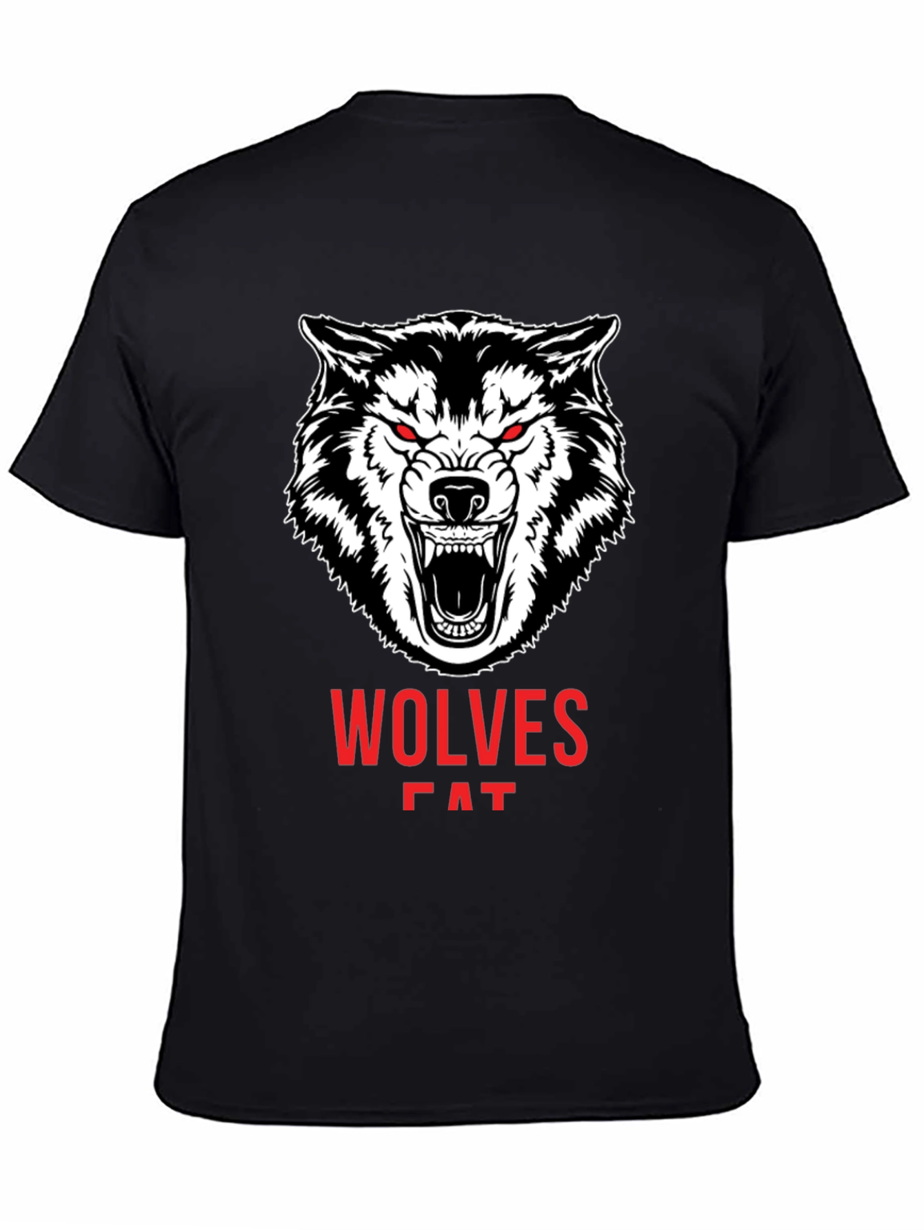 Mens Black Wolves Graphic Print Crew Neck T-Shirt