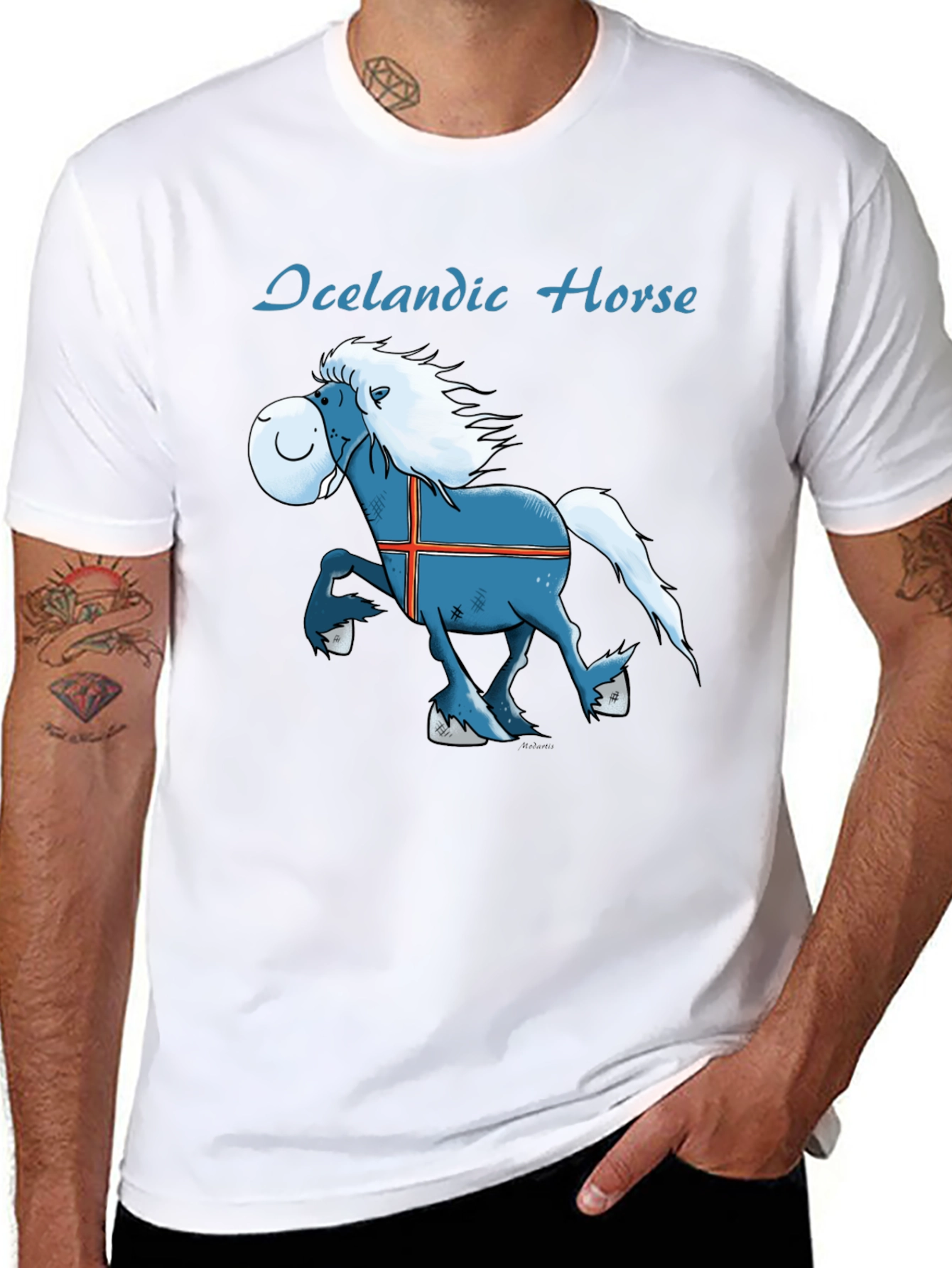 Icelandic Horse Graphic Tee - Fun Cartoon T-Shirt