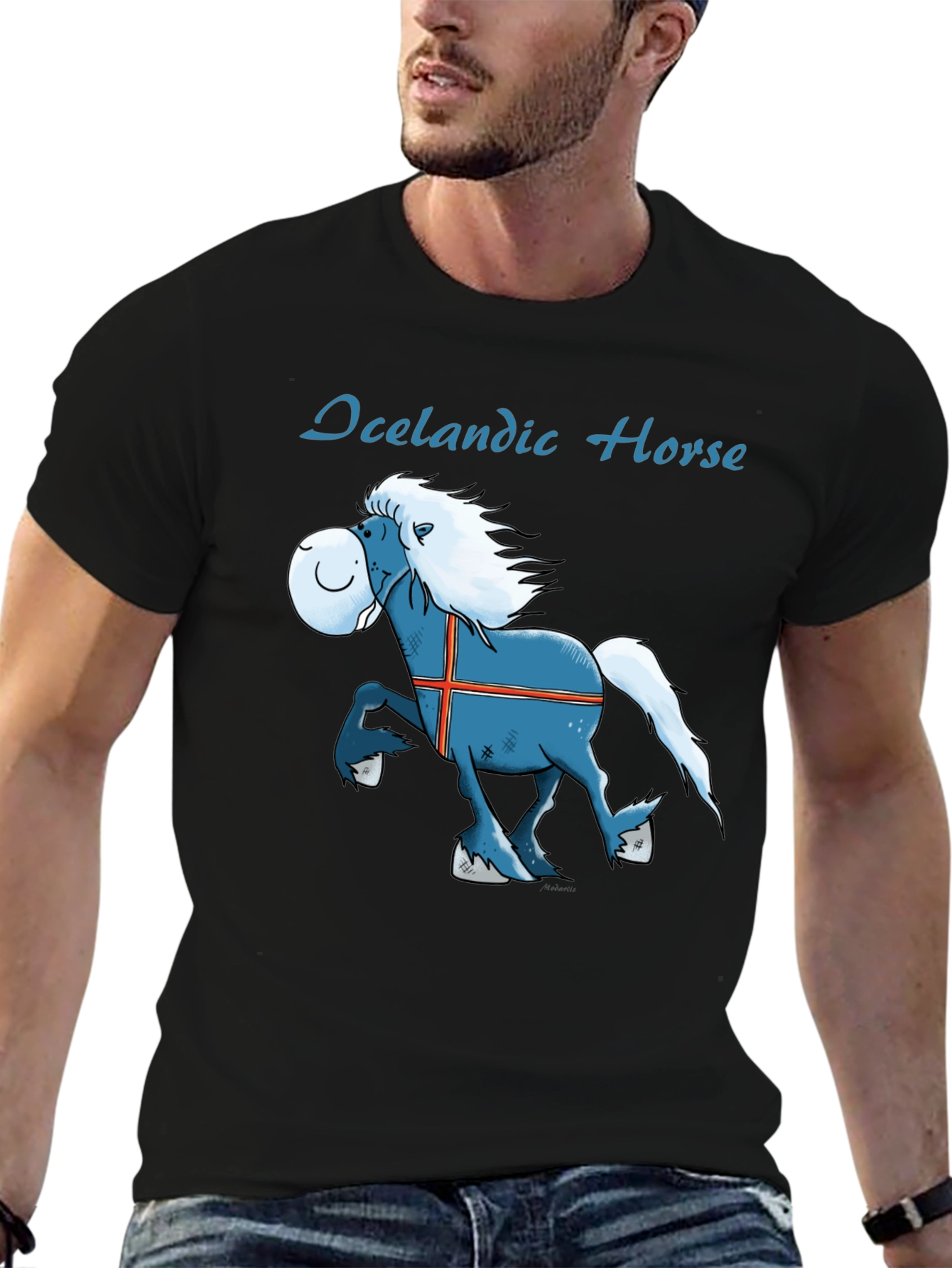 Icelandic Horse Graphic Tee - Fun Cartoon T-Shirt