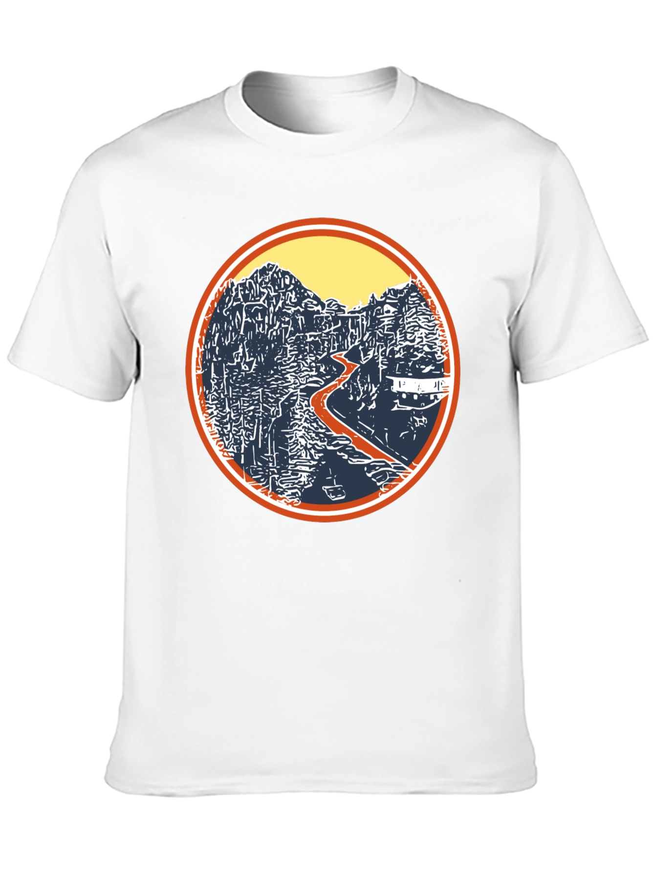 Nature Landscape Graphic Tee - Black Cotton Casual Shirt