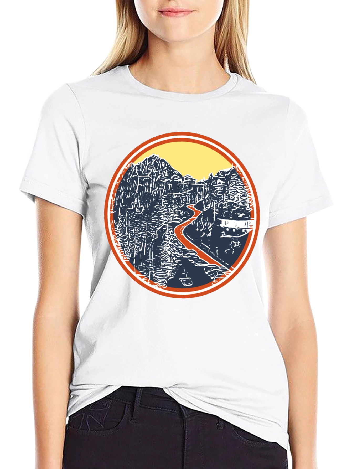 Nature Landscape Graphic Tee - Black Cotton Casual Shirt