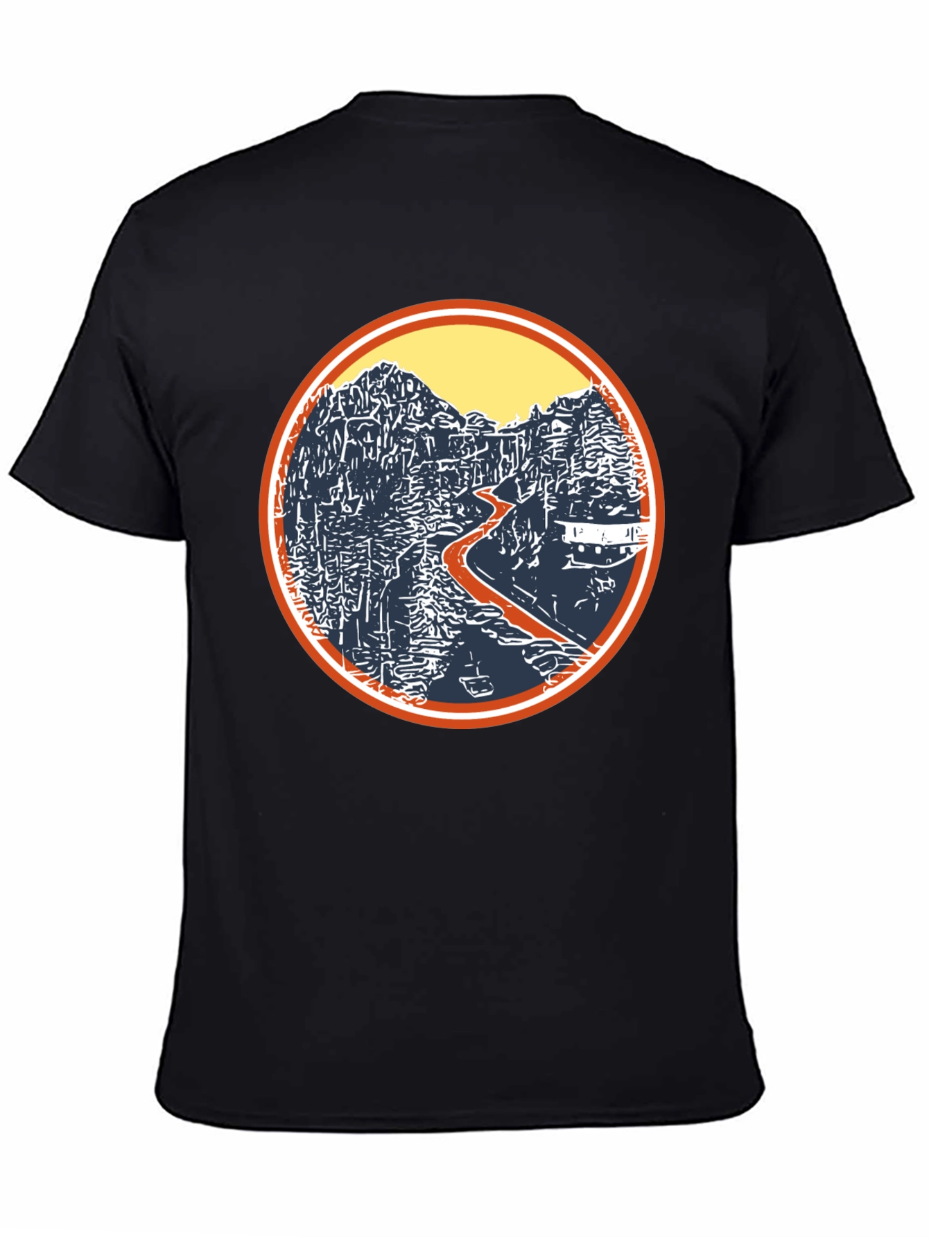 Nature Landscape Graphic Tee - Black Cotton Casual Shirt