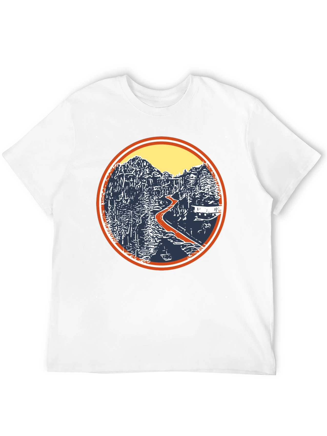 Nature Landscape Graphic Tee - Black Cotton Casual Shirt