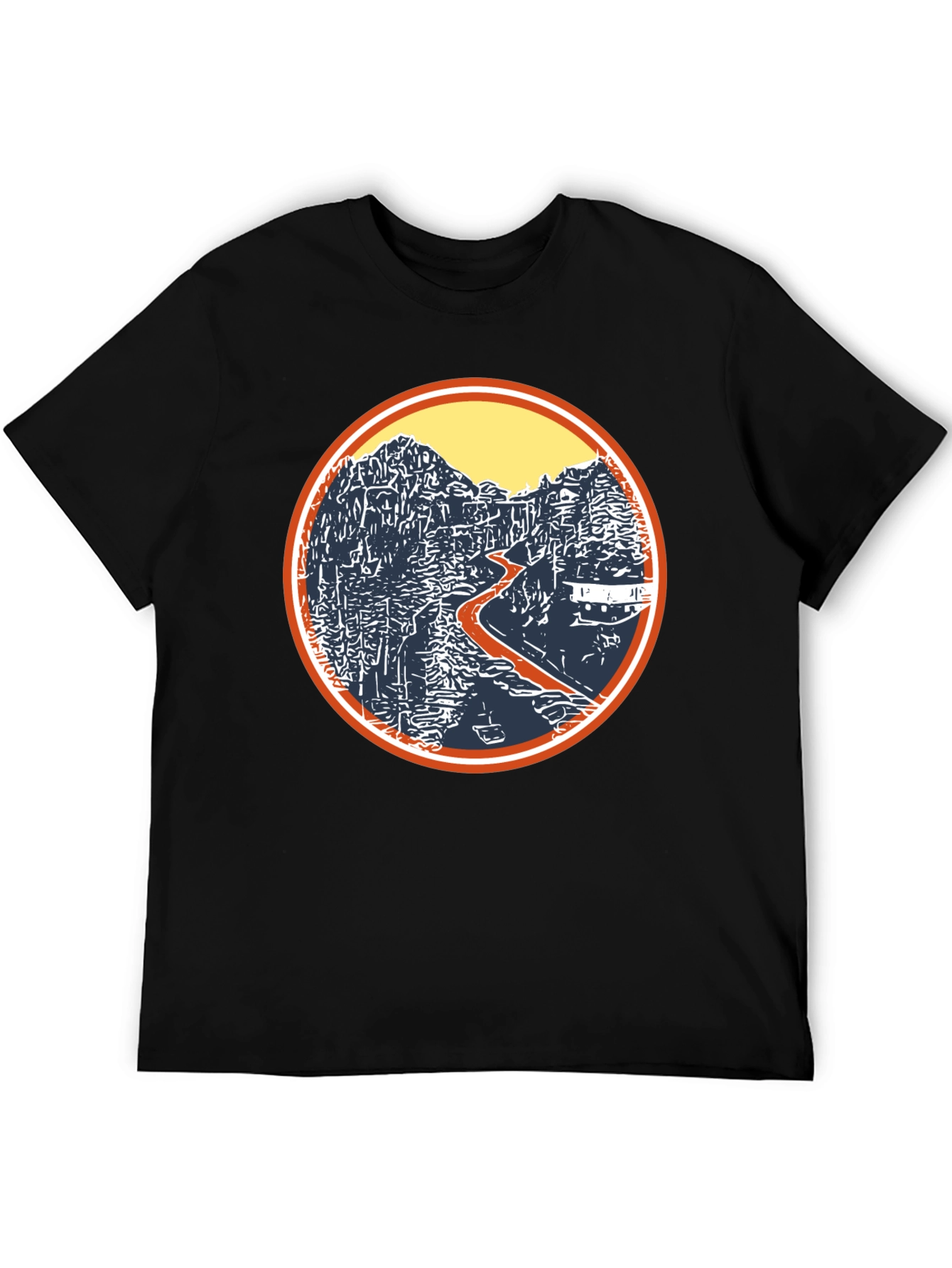 Nature Landscape Graphic Tee - Black Cotton Casual Shirt