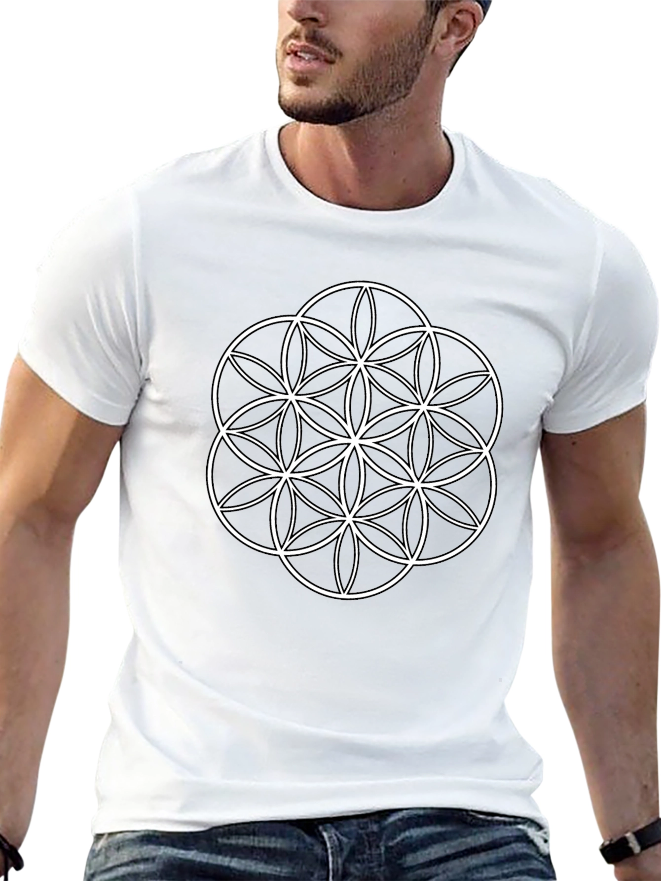 Flower of Life Graphic T-Shirt - Black