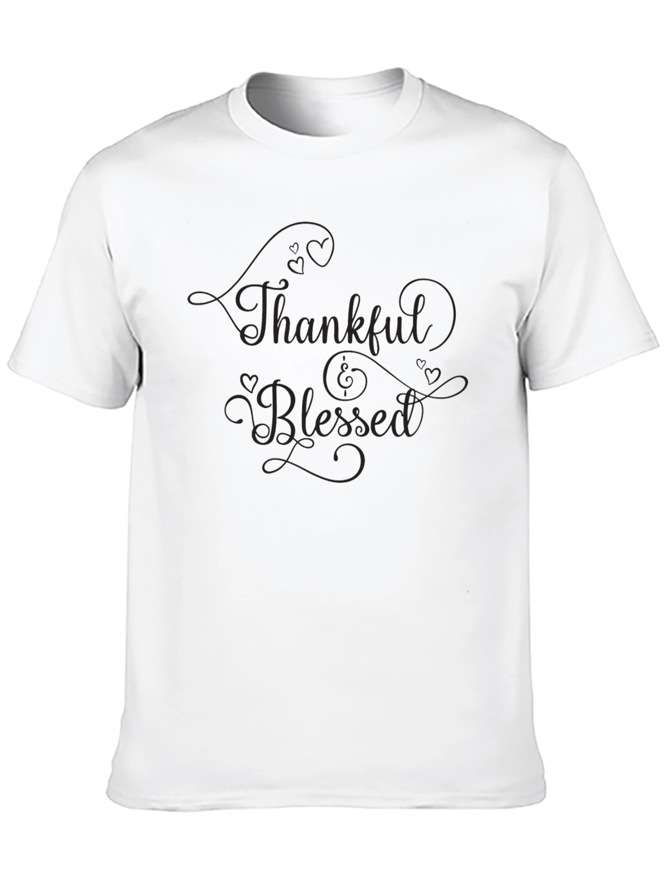 Thankful & Blessed Black Crewneck T-Shirt