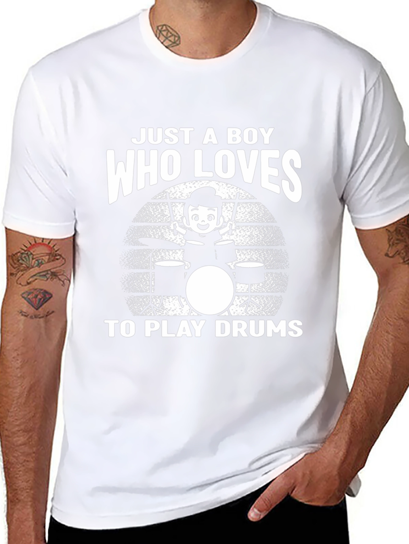 Boy Who Loves Drums Graphic T-Shirt