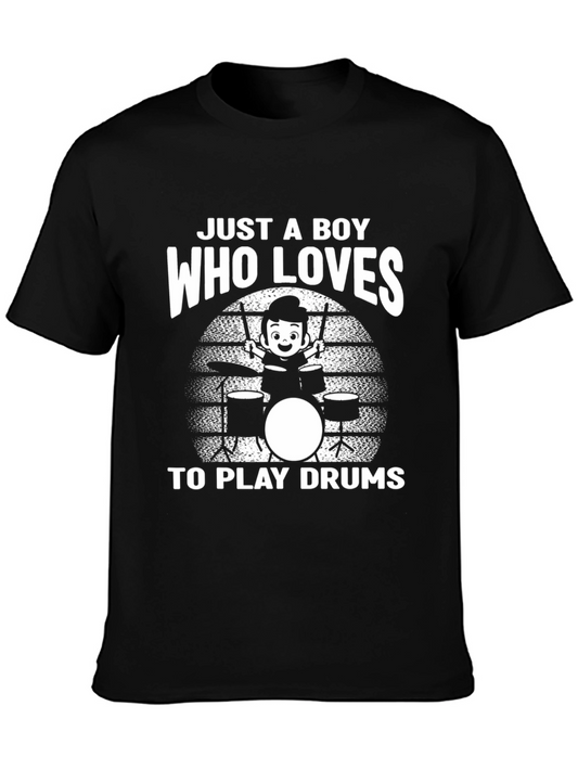Boy Who Loves Drums Graphic T-Shirt