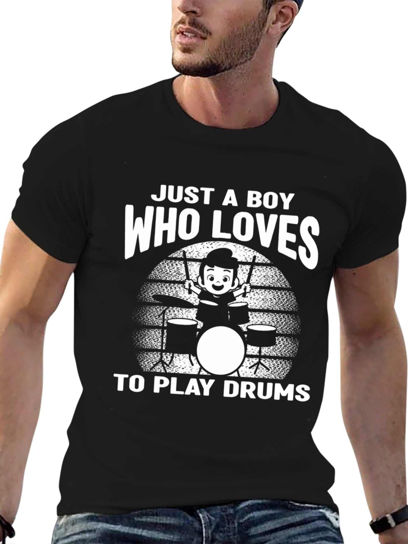 Boy Who Loves Drums Graphic T-Shirt