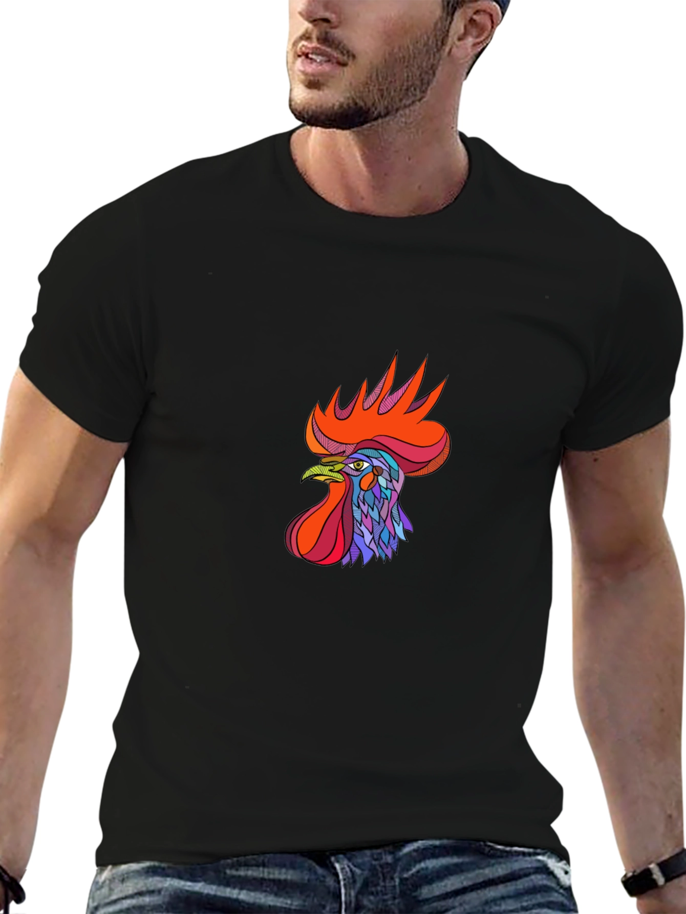 Rooster Graphic Tee - Bold & Stylish Black T-Shirt