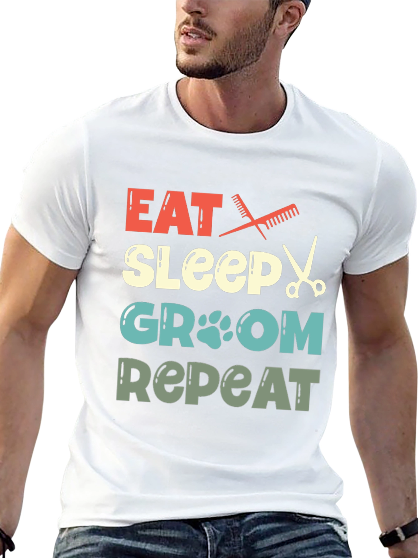 Eat Sleep Groom Repeat Pet Groomer T-Shirt
