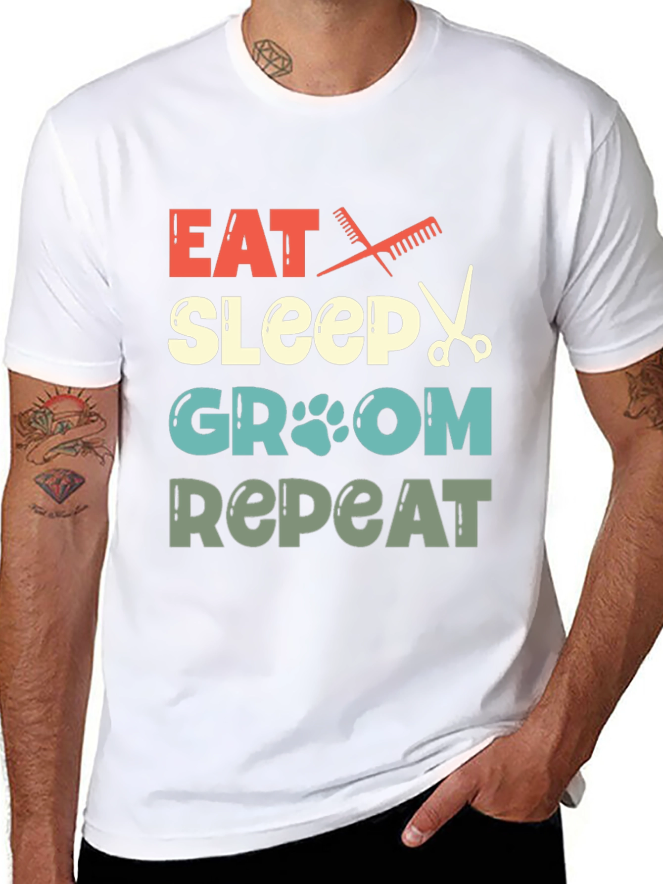 Eat Sleep Groom Repeat Pet Groomer T-Shirt