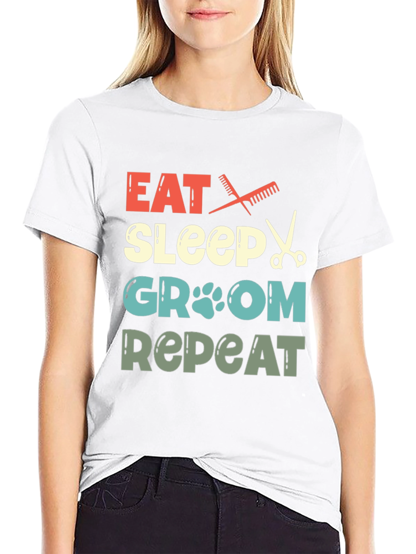 Eat Sleep Groom Repeat Pet Groomer T-Shirt