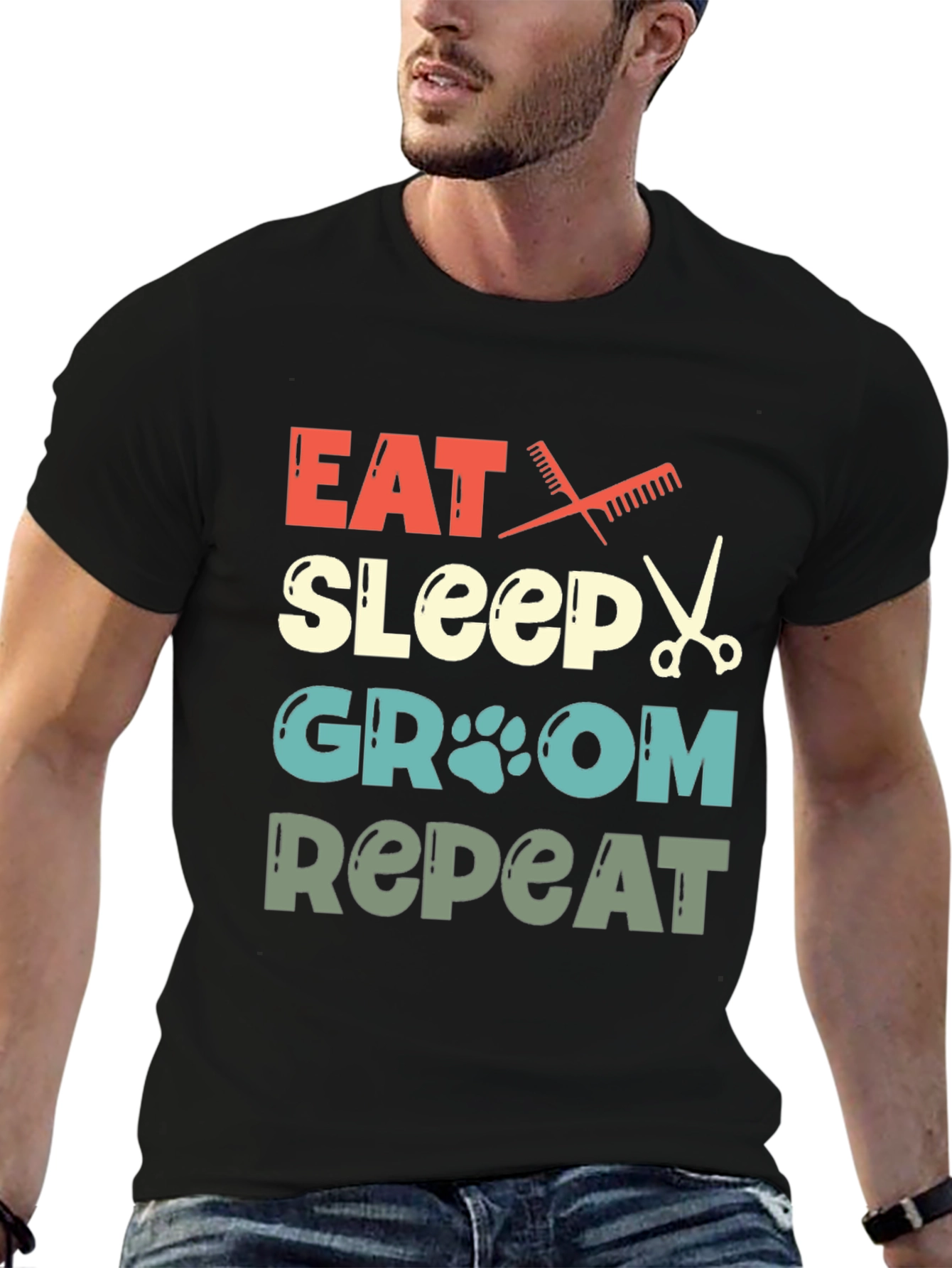 Eat Sleep Groom Repeat Pet Groomer T-Shirt