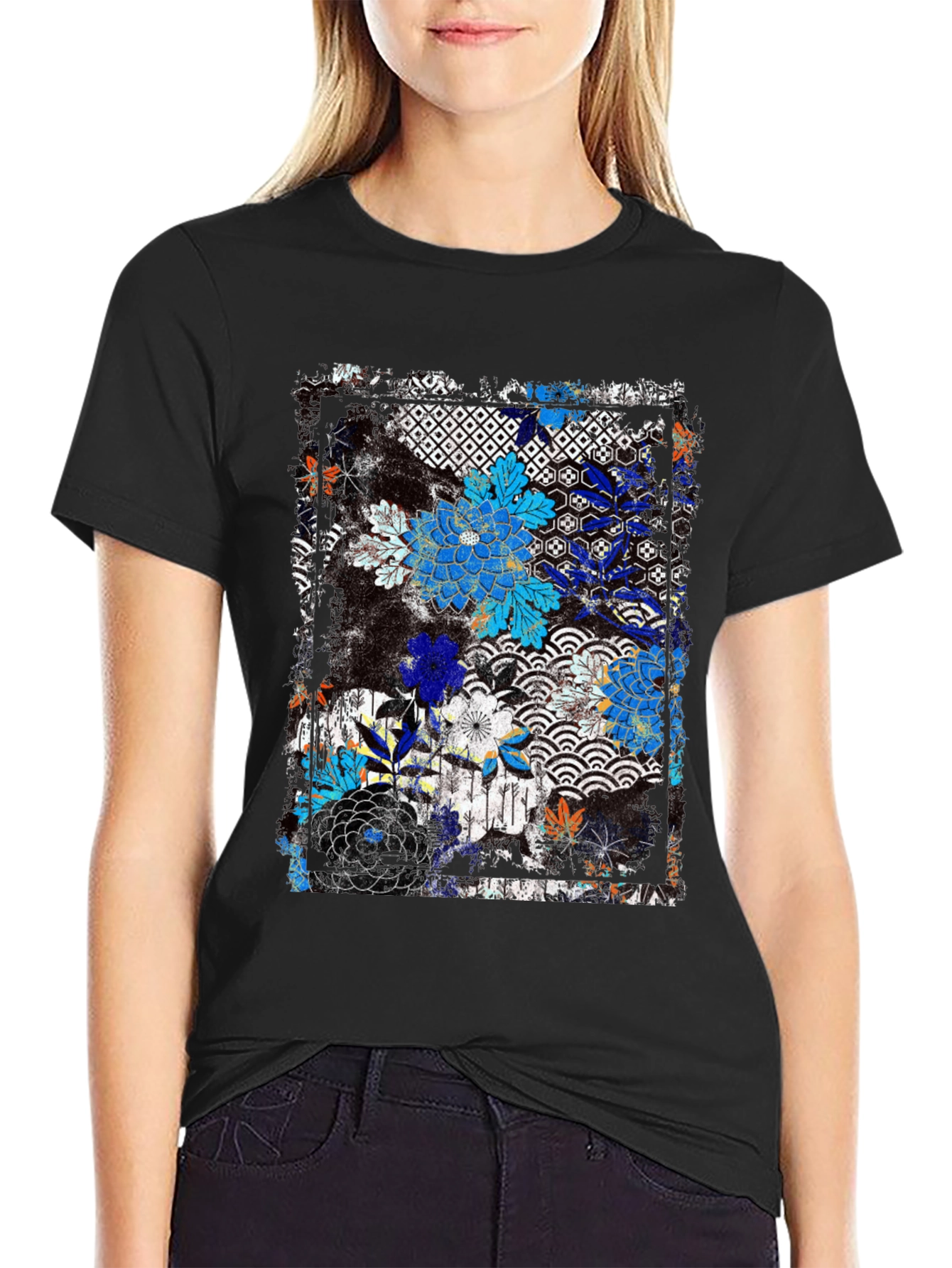 Floral Pattern T-Shirt - Japanese Design