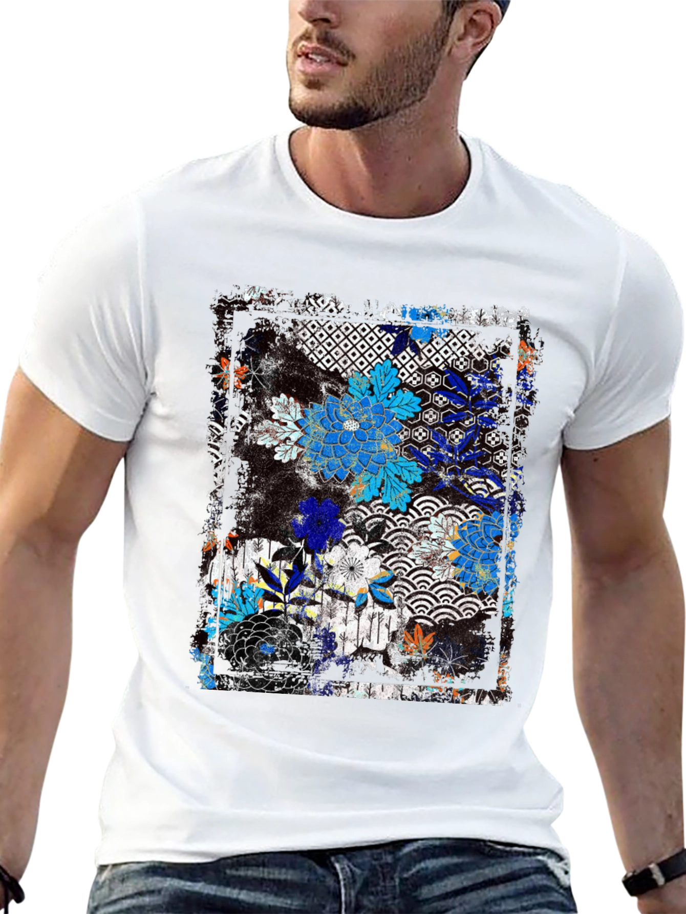 Floral Pattern T-Shirt - Japanese Design