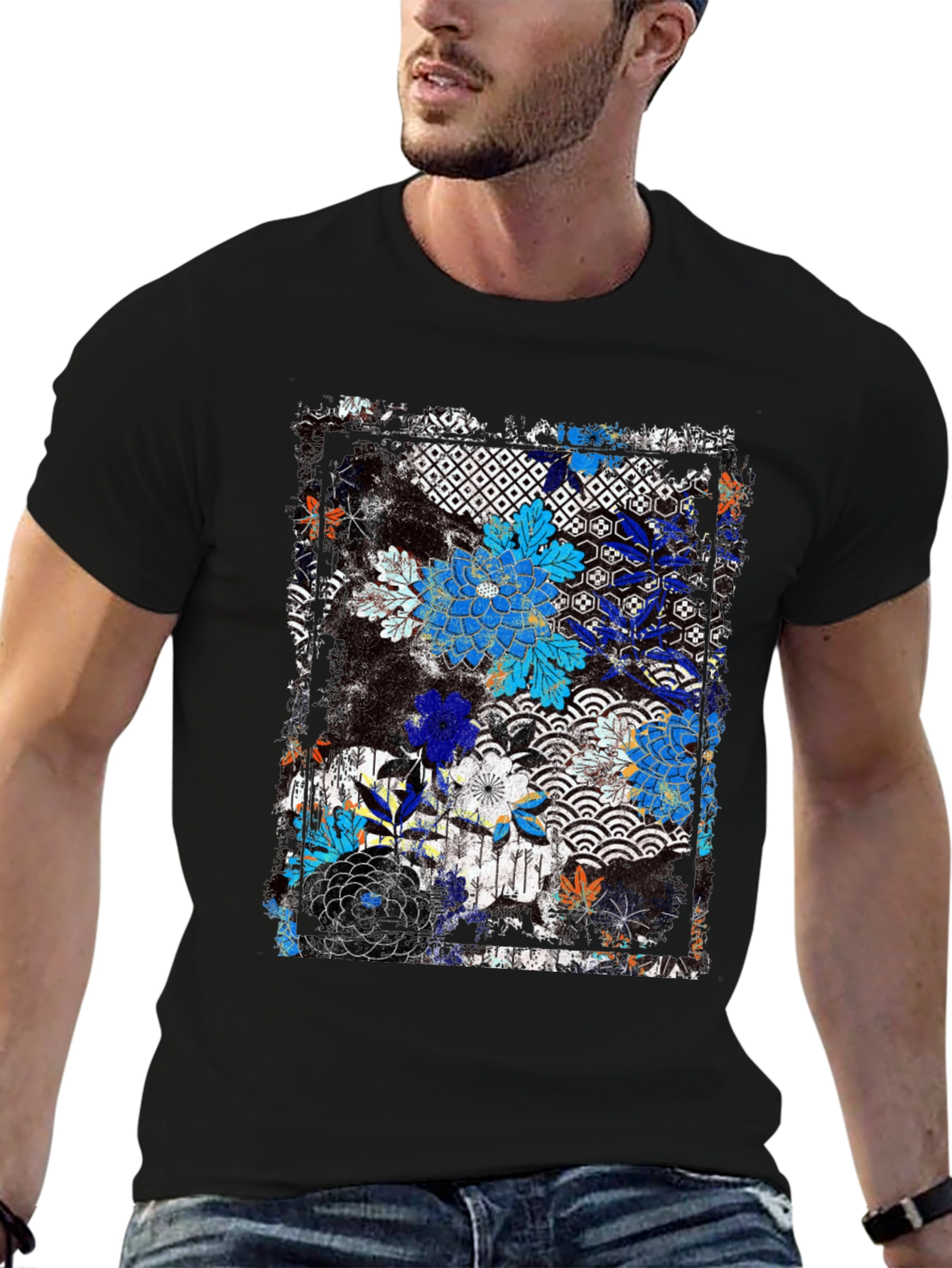 Floral Pattern T-Shirt - Japanese Design