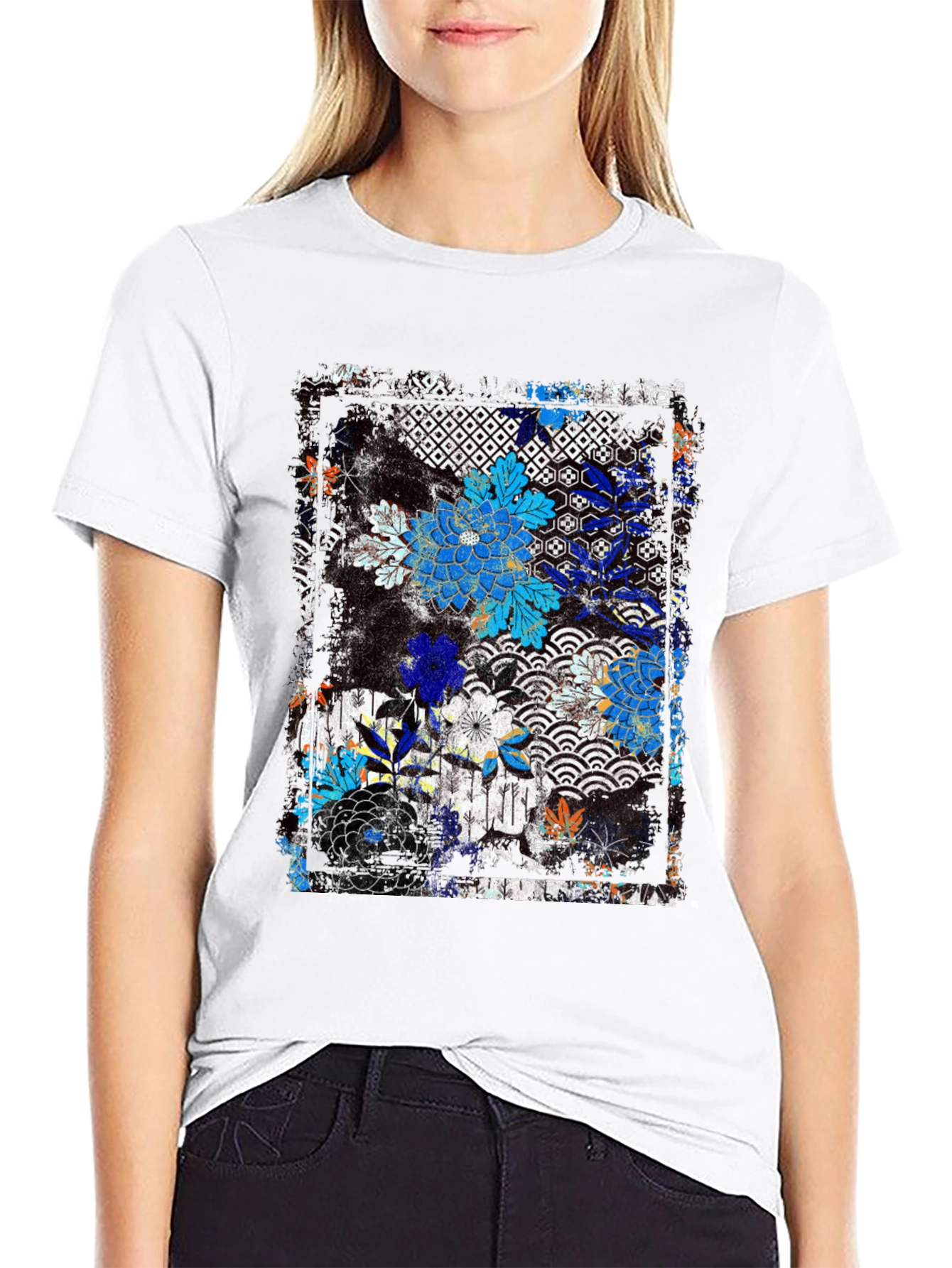 Floral Pattern T-Shirt - Japanese Design