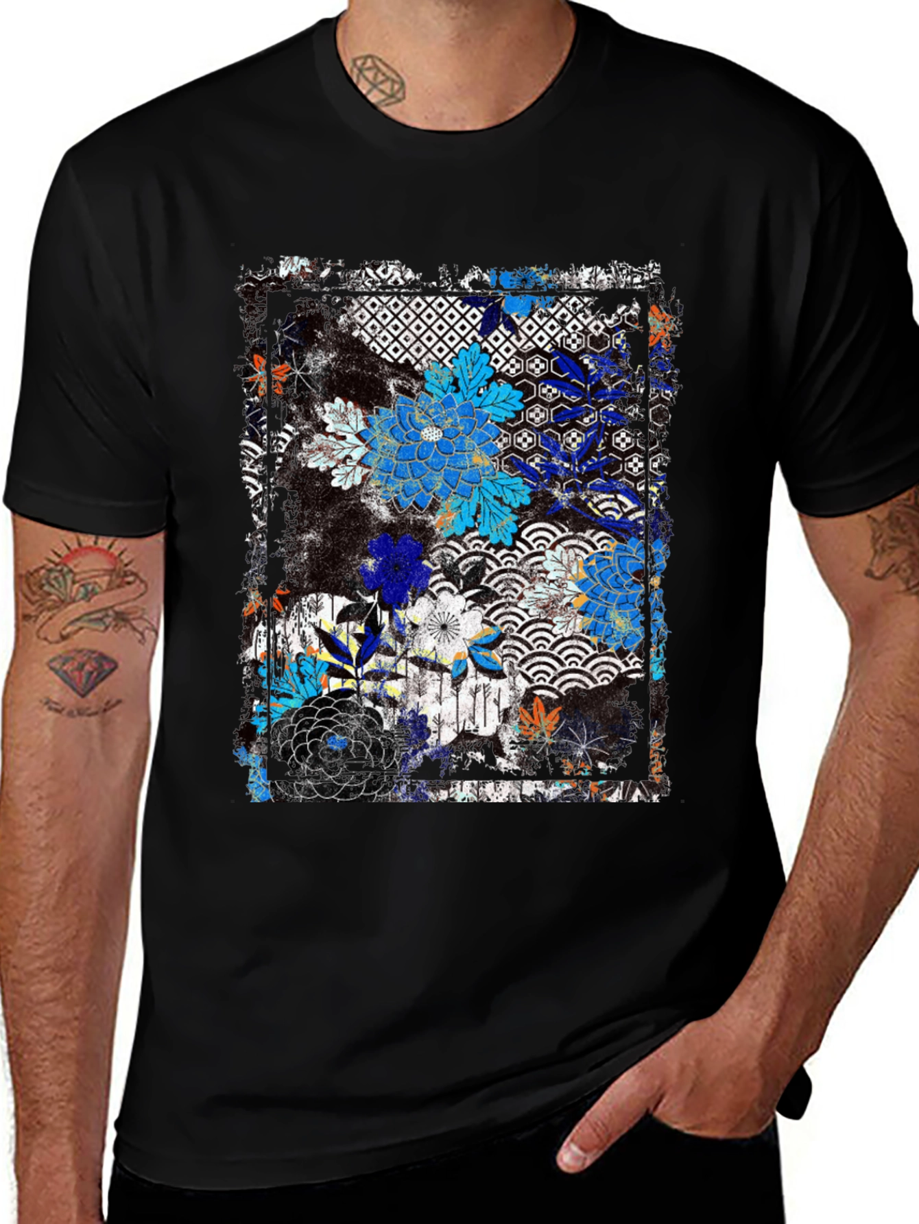 Floral Pattern T-Shirt - Japanese Design