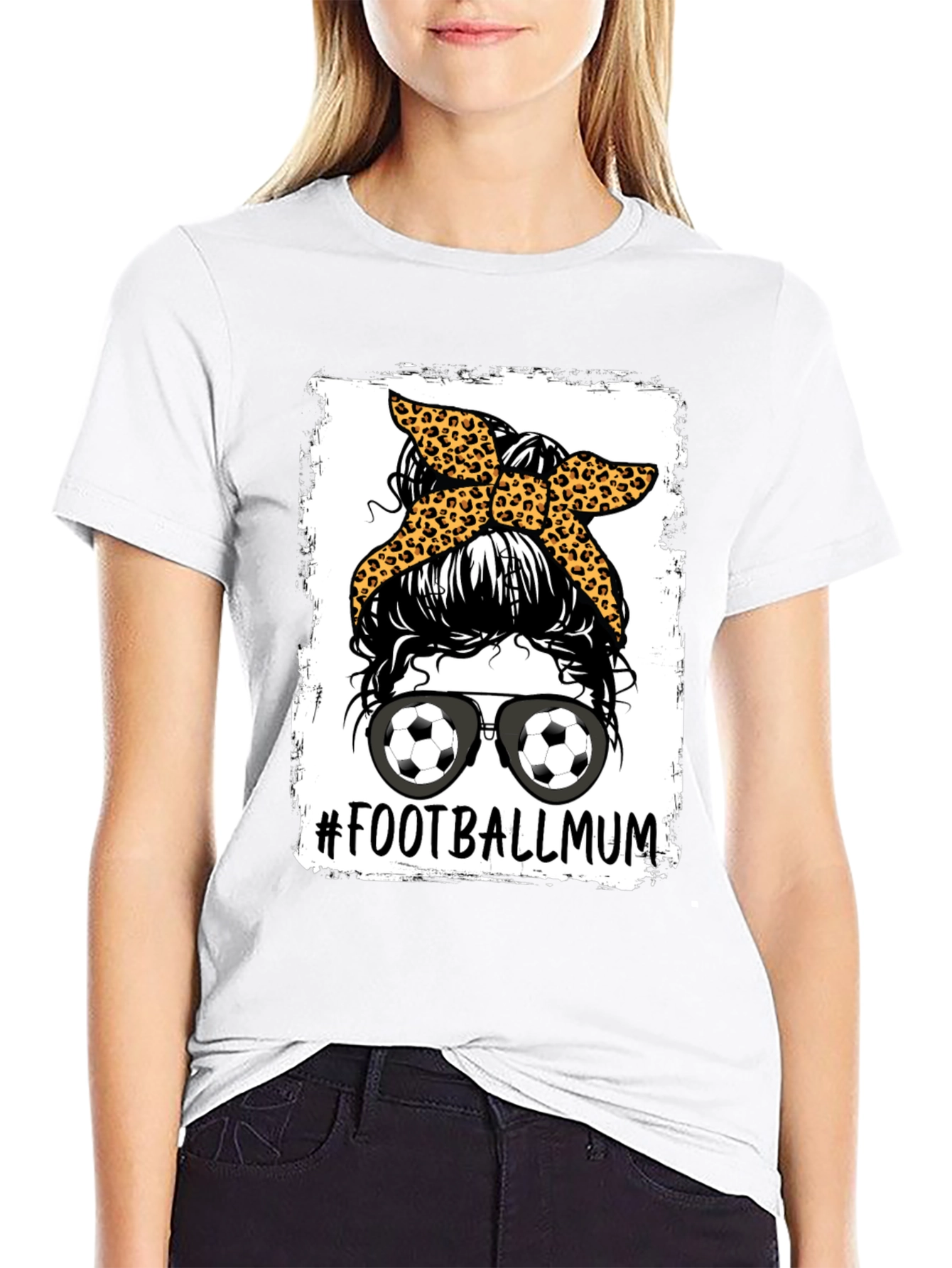 Football Mum Graphic Tee - Messy Bun Design