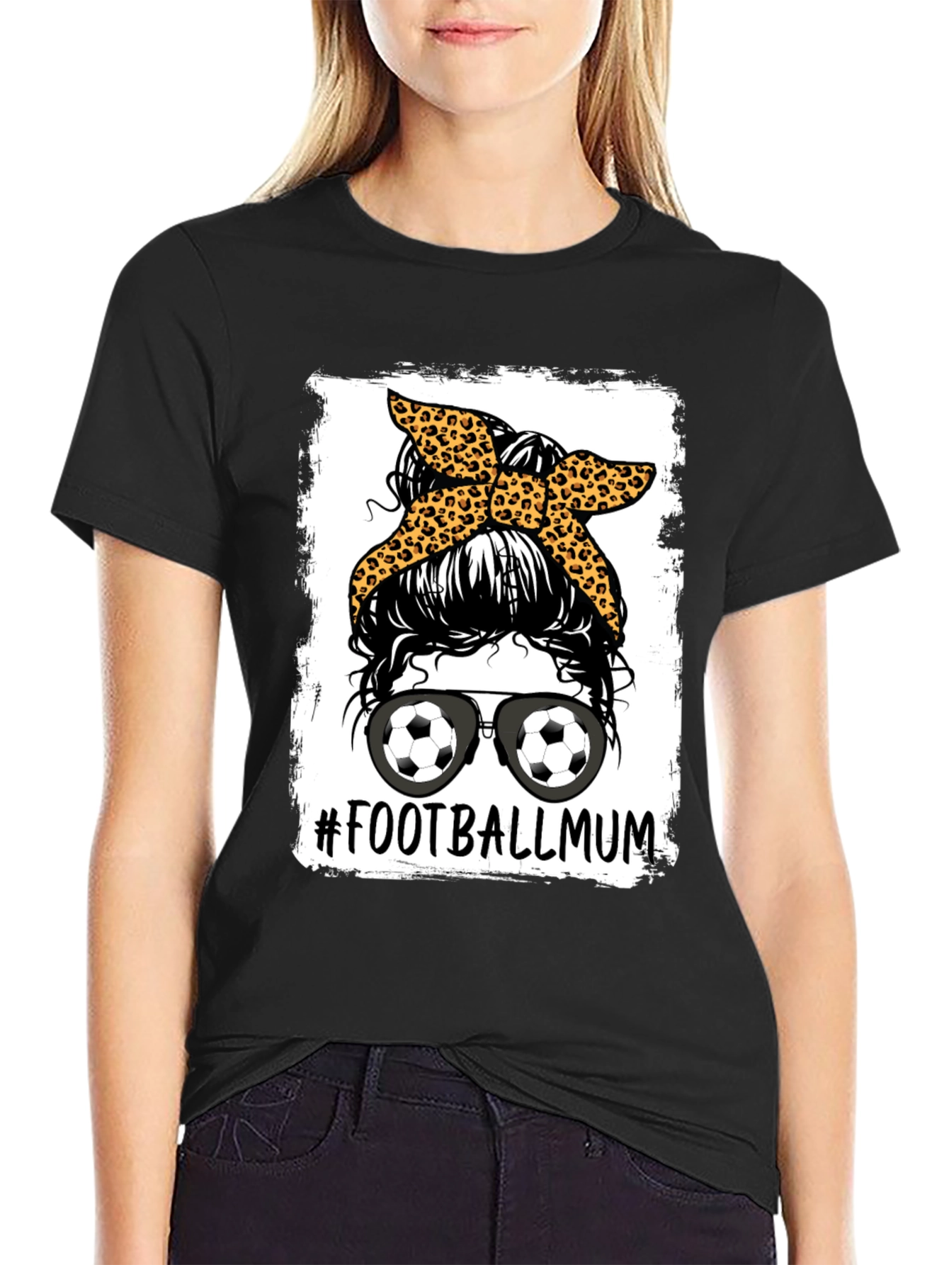 Football Mum Graphic Tee - Messy Bun Design