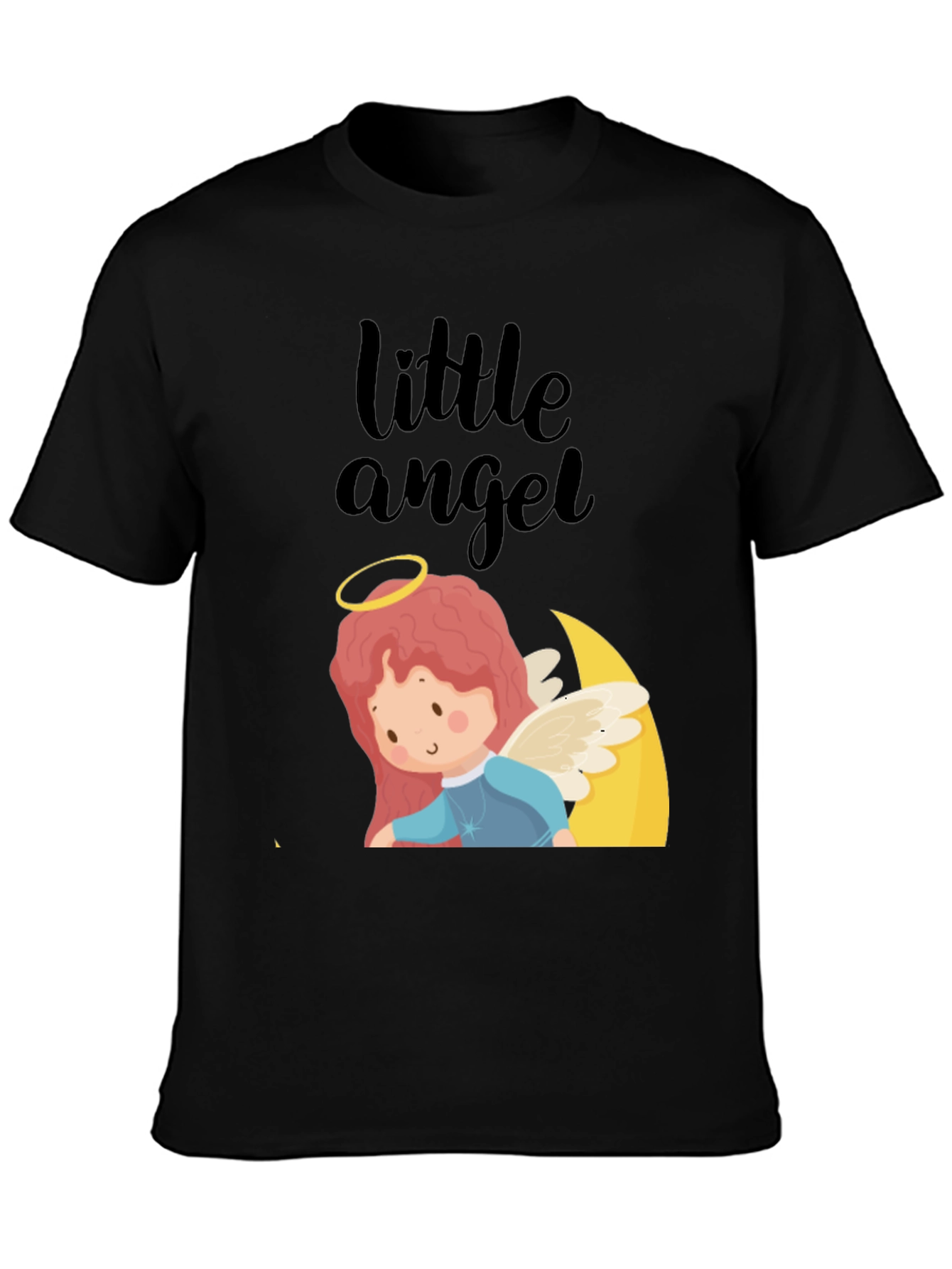 Cute Little Angel Graphic Tee - Black