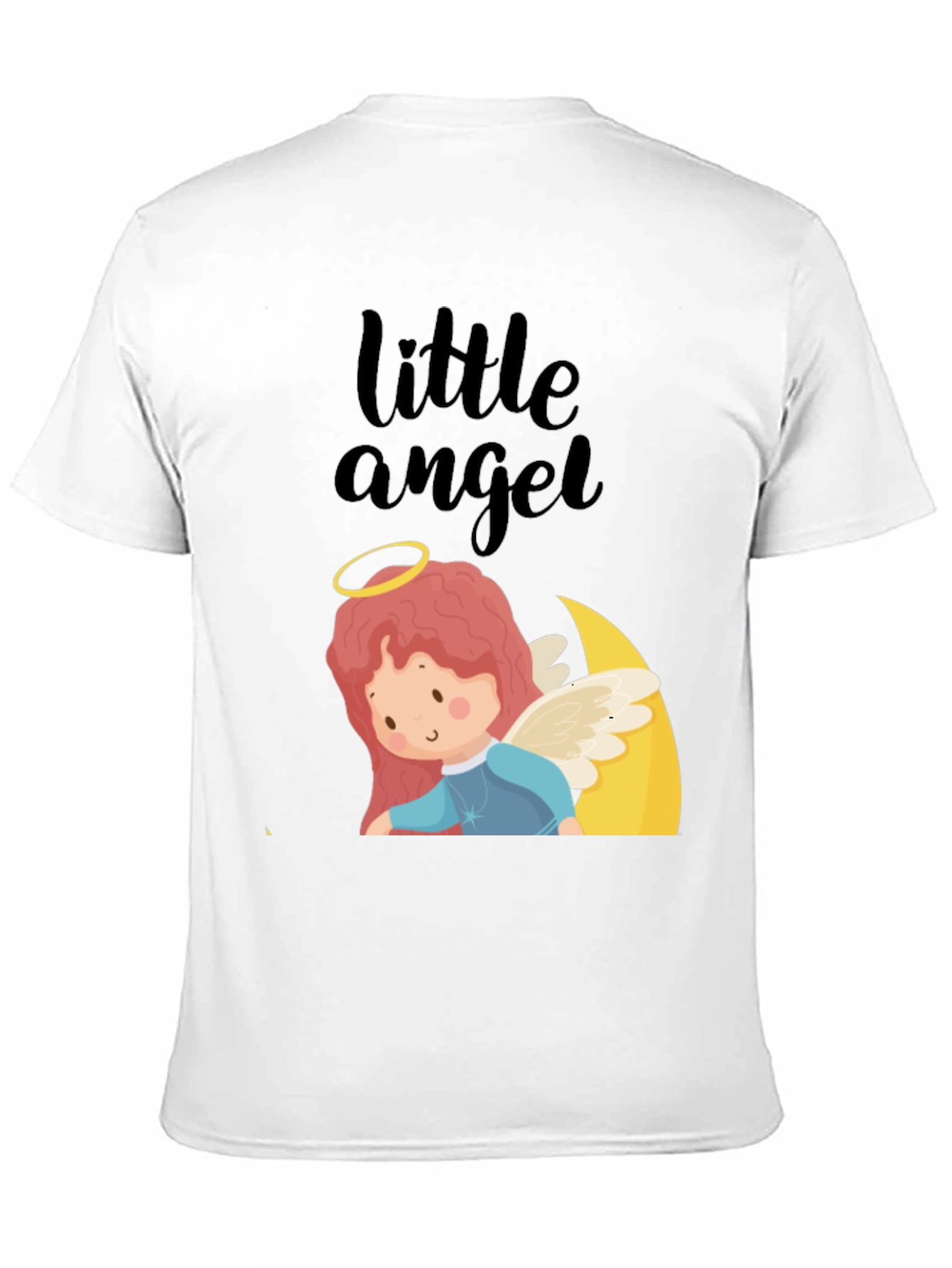 Cute Little Angel Graphic Tee - Black