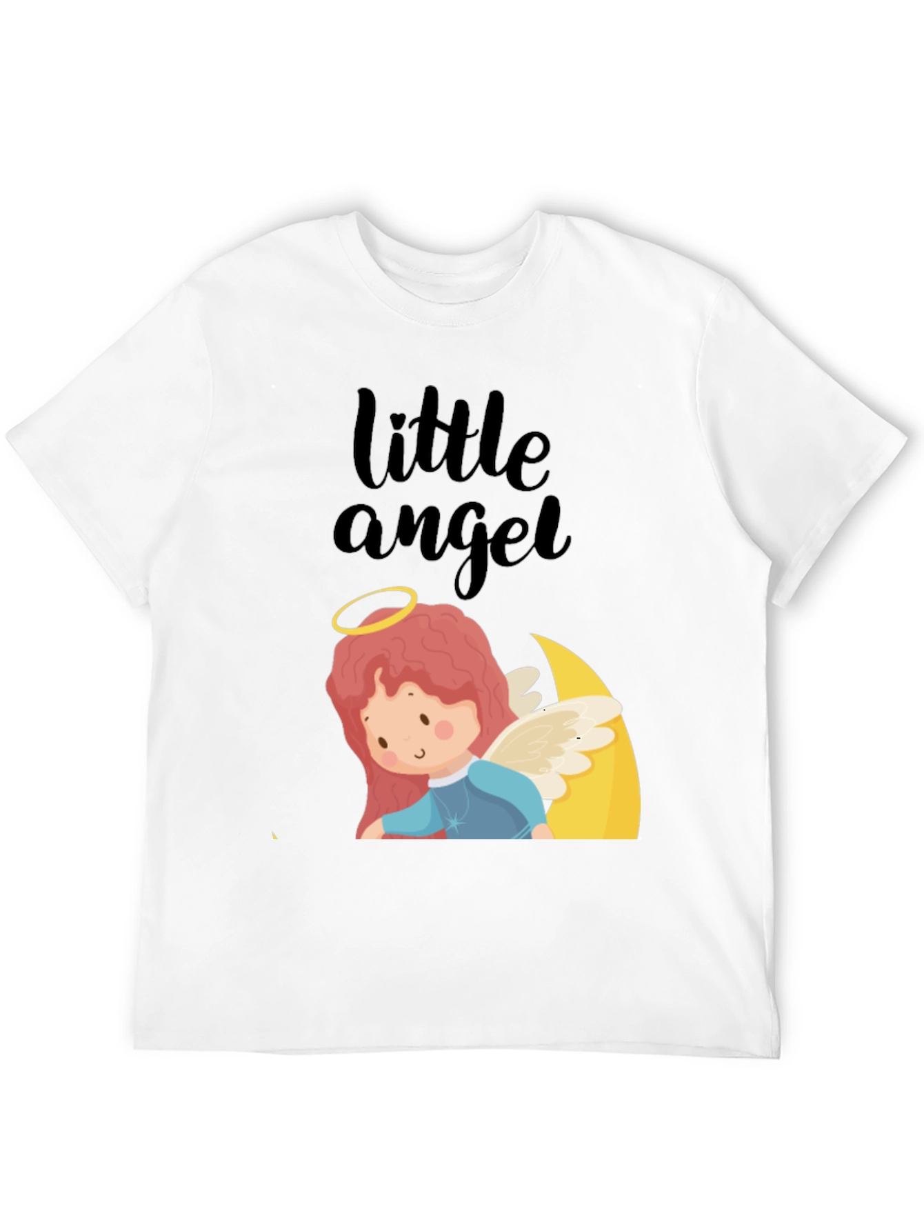 Cute Little Angel Graphic Tee - Black