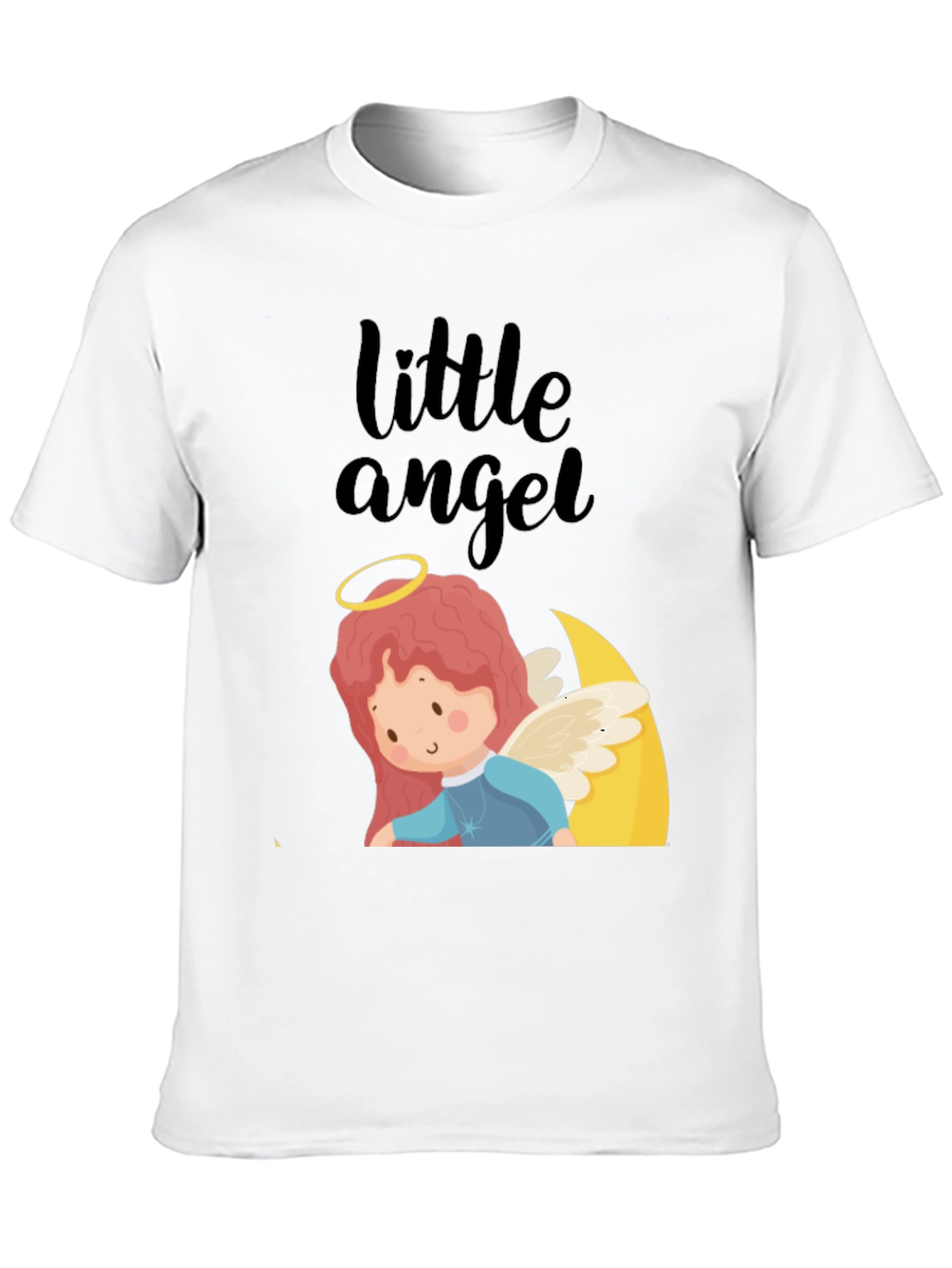 Cute Little Angel Graphic Tee - Black