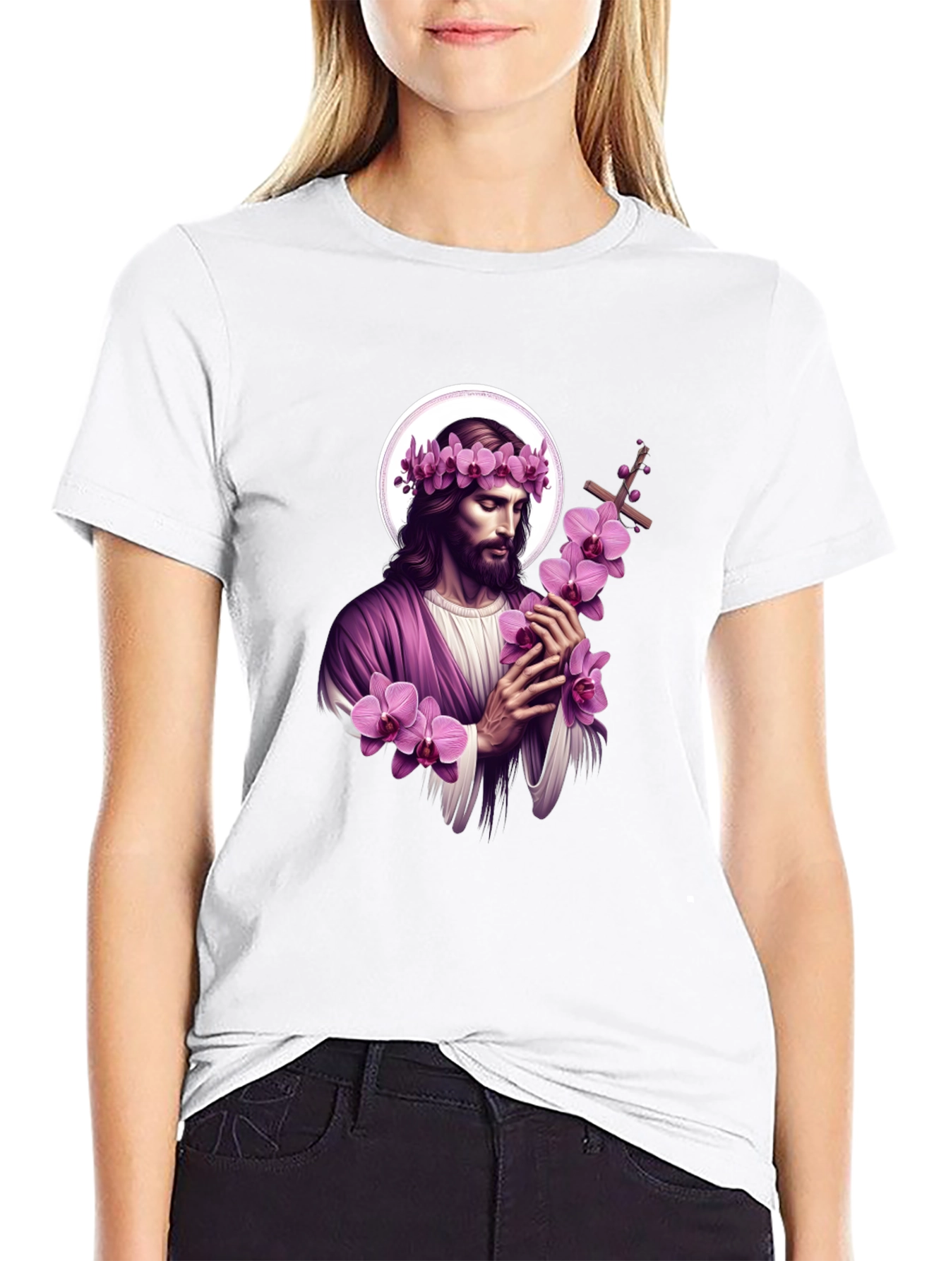 Orchid Crown Jesus Graphic Tee