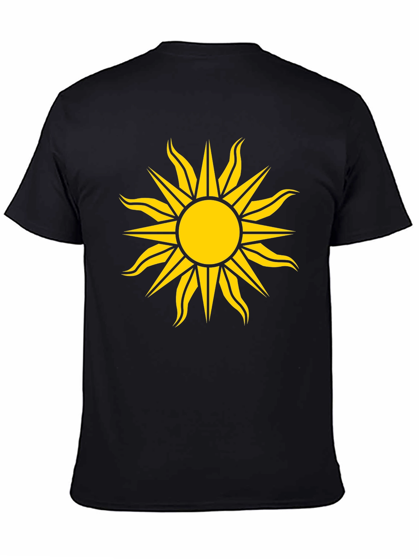 Black Tee with Bold Yellow Sun Design