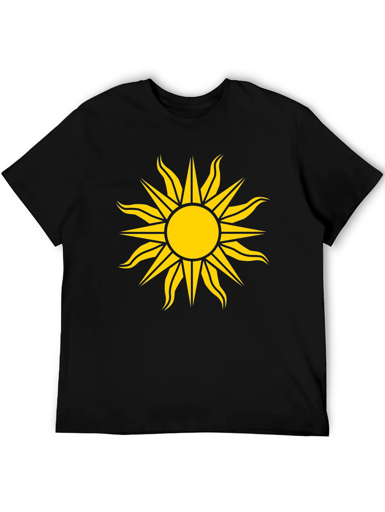 Black Tee with Bold Yellow Sun Design