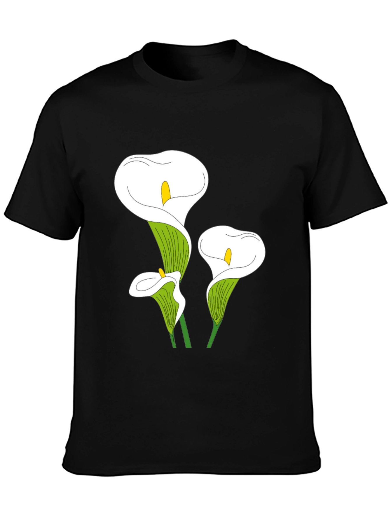Calla Lily Graphic Tee - Black Casual T-Shirt