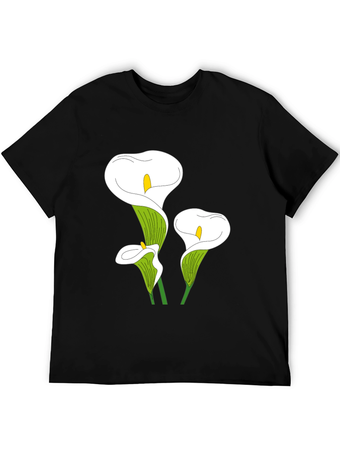 Calla Lily Graphic Tee - Black Casual T-Shirt
