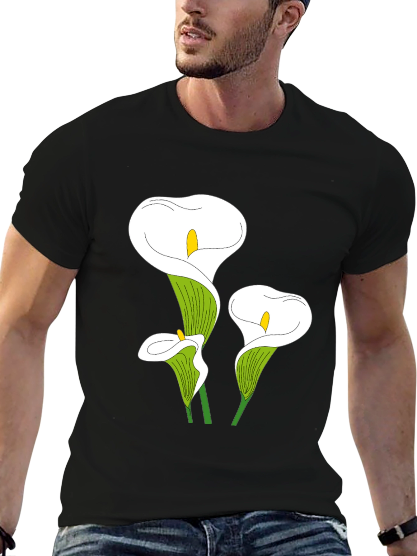 Calla Lily Graphic Tee - Black Casual T-Shirt