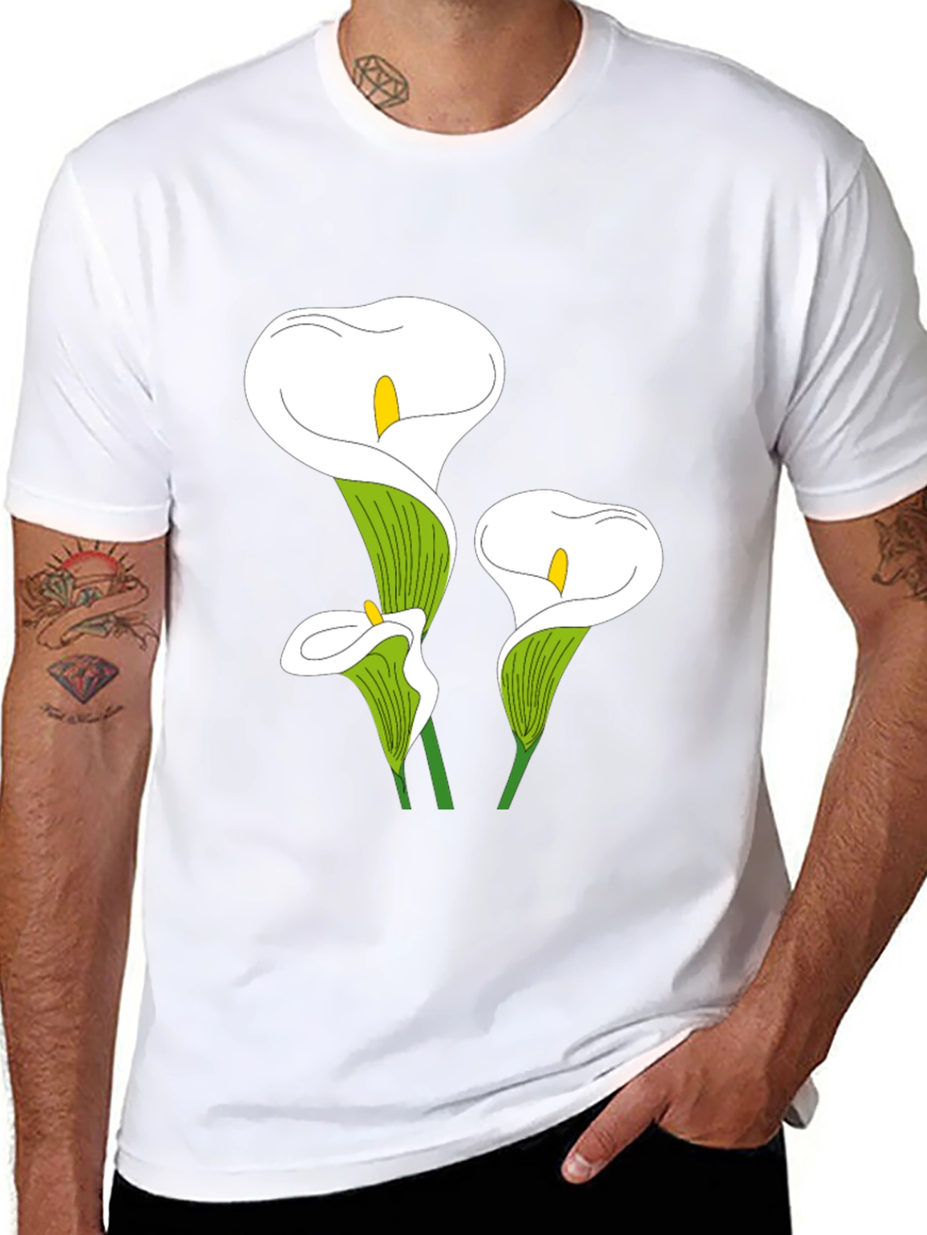 Calla Lily Graphic Tee - Black Casual T-Shirt